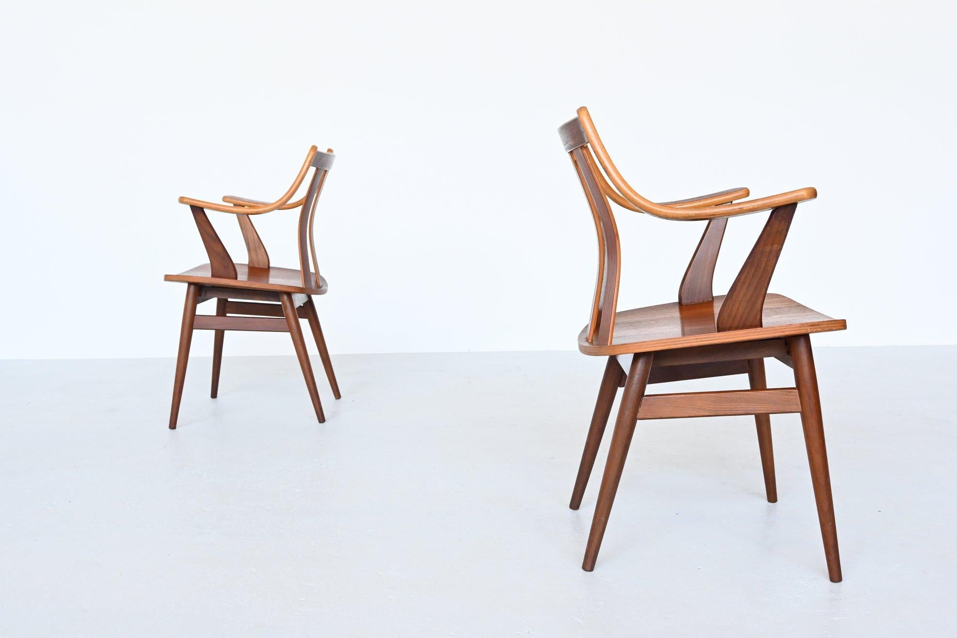 Dutch Teak Plywood Chairs Hans Brattrud Style, 1960 3