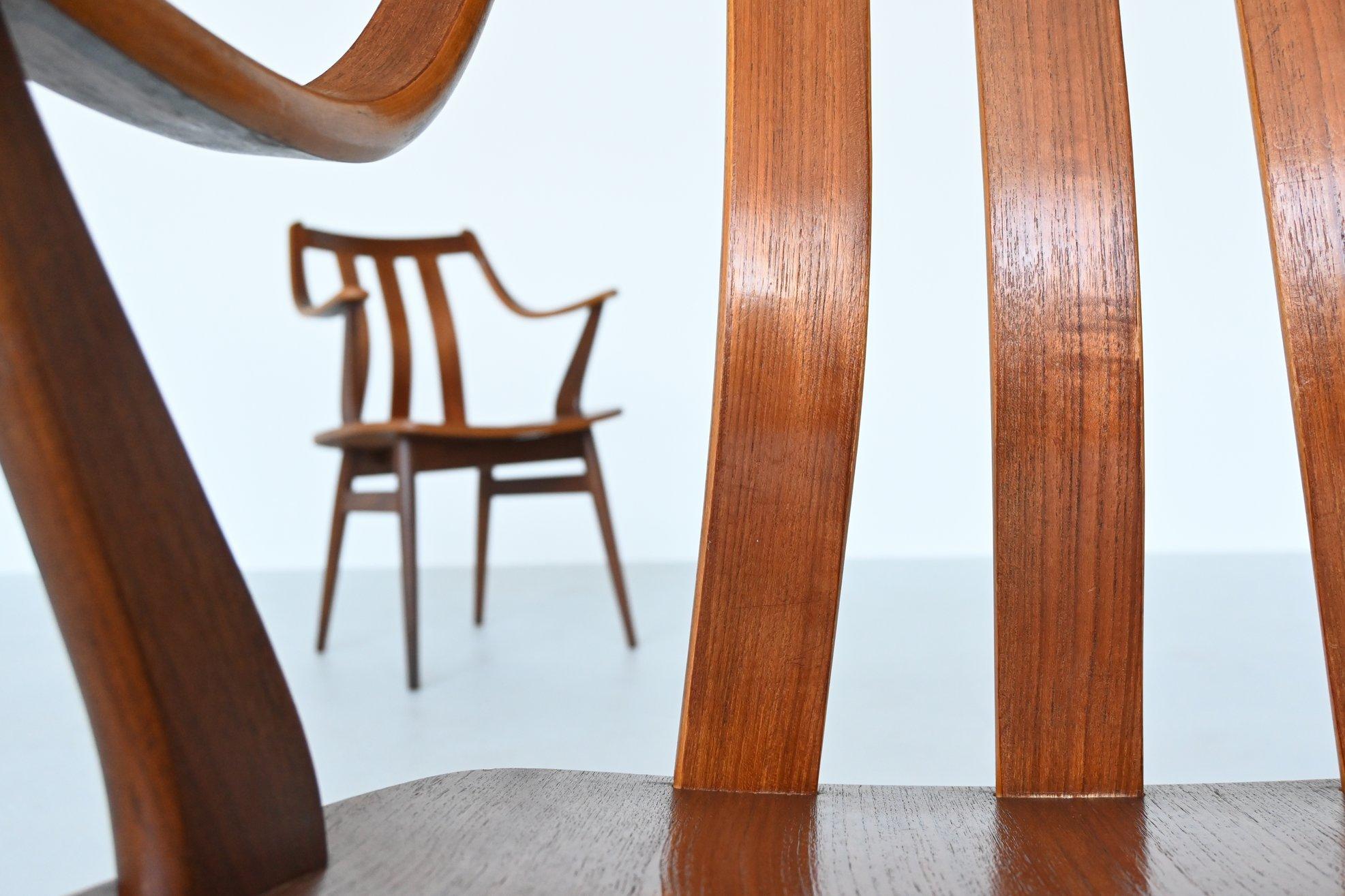 Dutch Teak Plywood Chairs Hans Brattrud Style, 1960 4