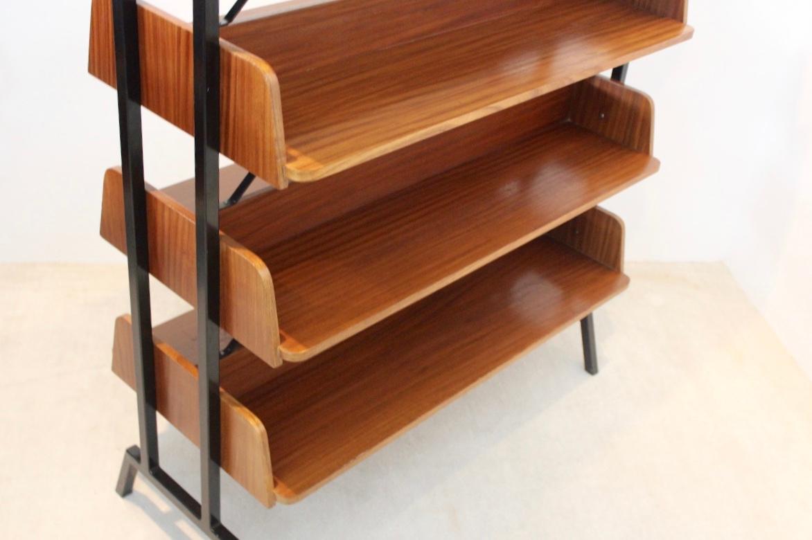 Mid-Century Modern Dutch Teak Wood Shelving Free Standing Library