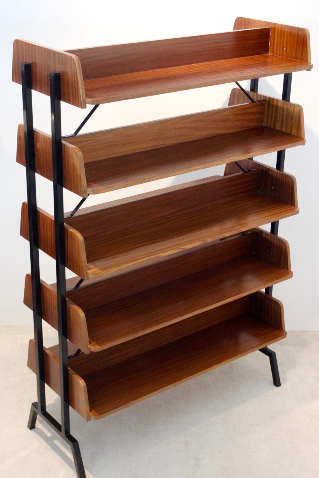 20th Century Dutch Teak Wood Shelving Free Standing Library