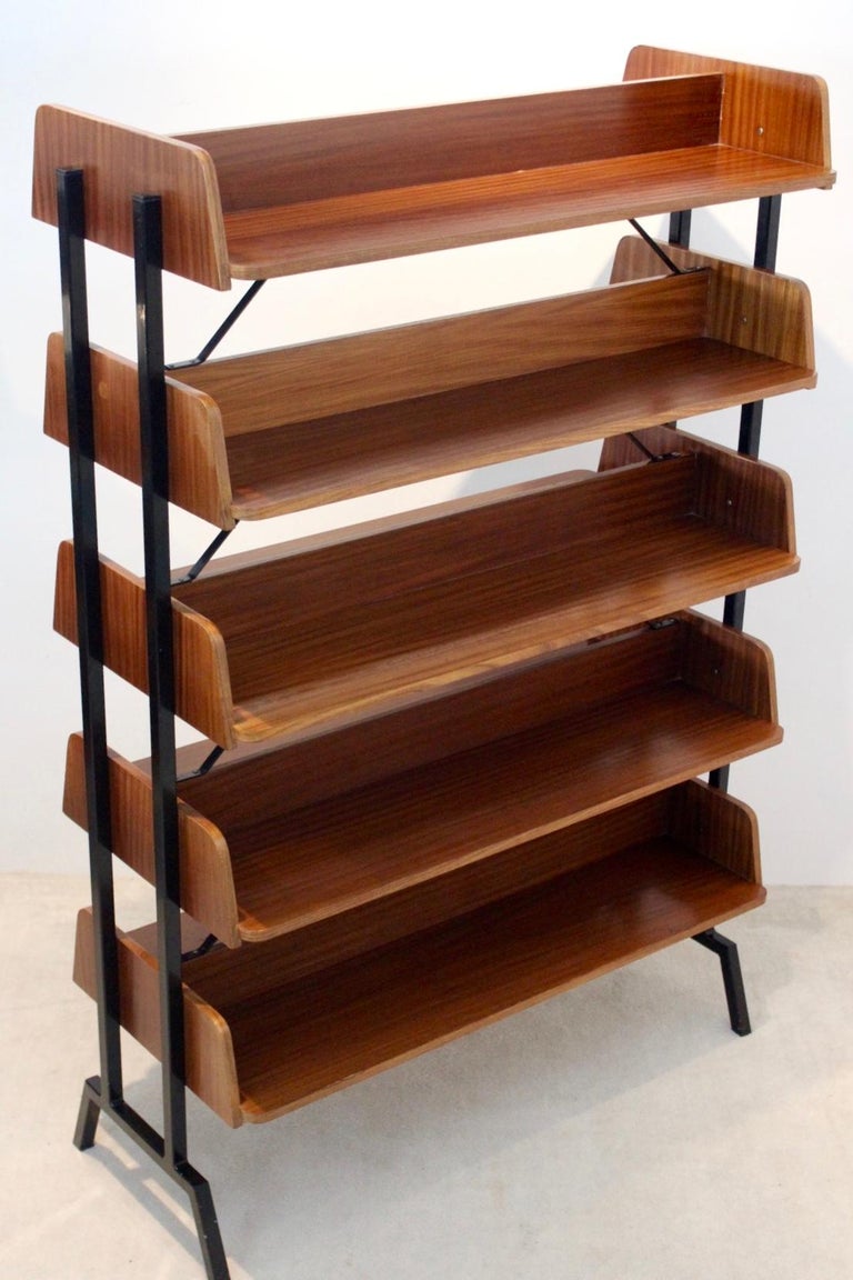Dutch Teak Wood Shelving Free Standing Library For Sale at 1stDibs