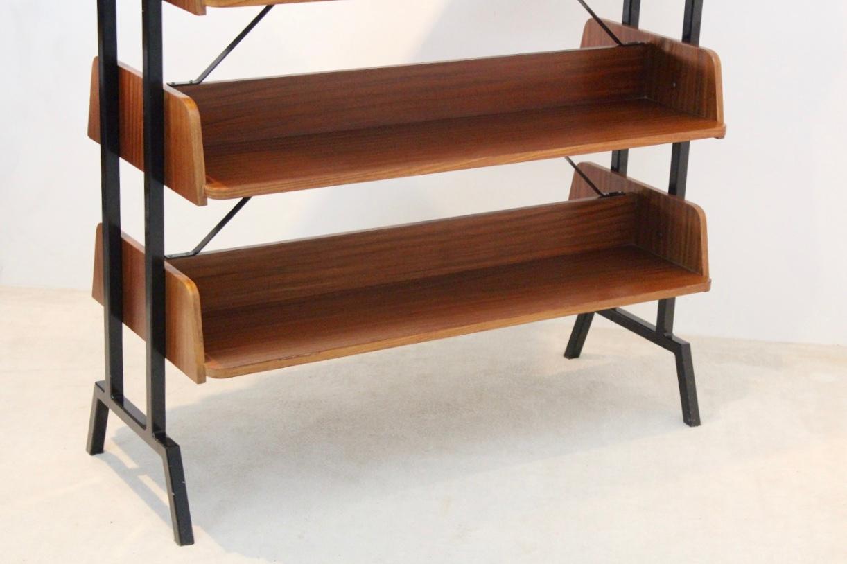 Steel Dutch Teak Wood Shelving Free Standing Library