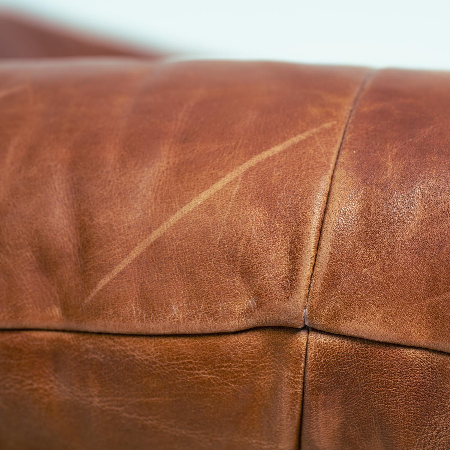 Dutch The Rock Gerard van den Berg midcentury modern rattan leather 2 seat sofa For Sale 2