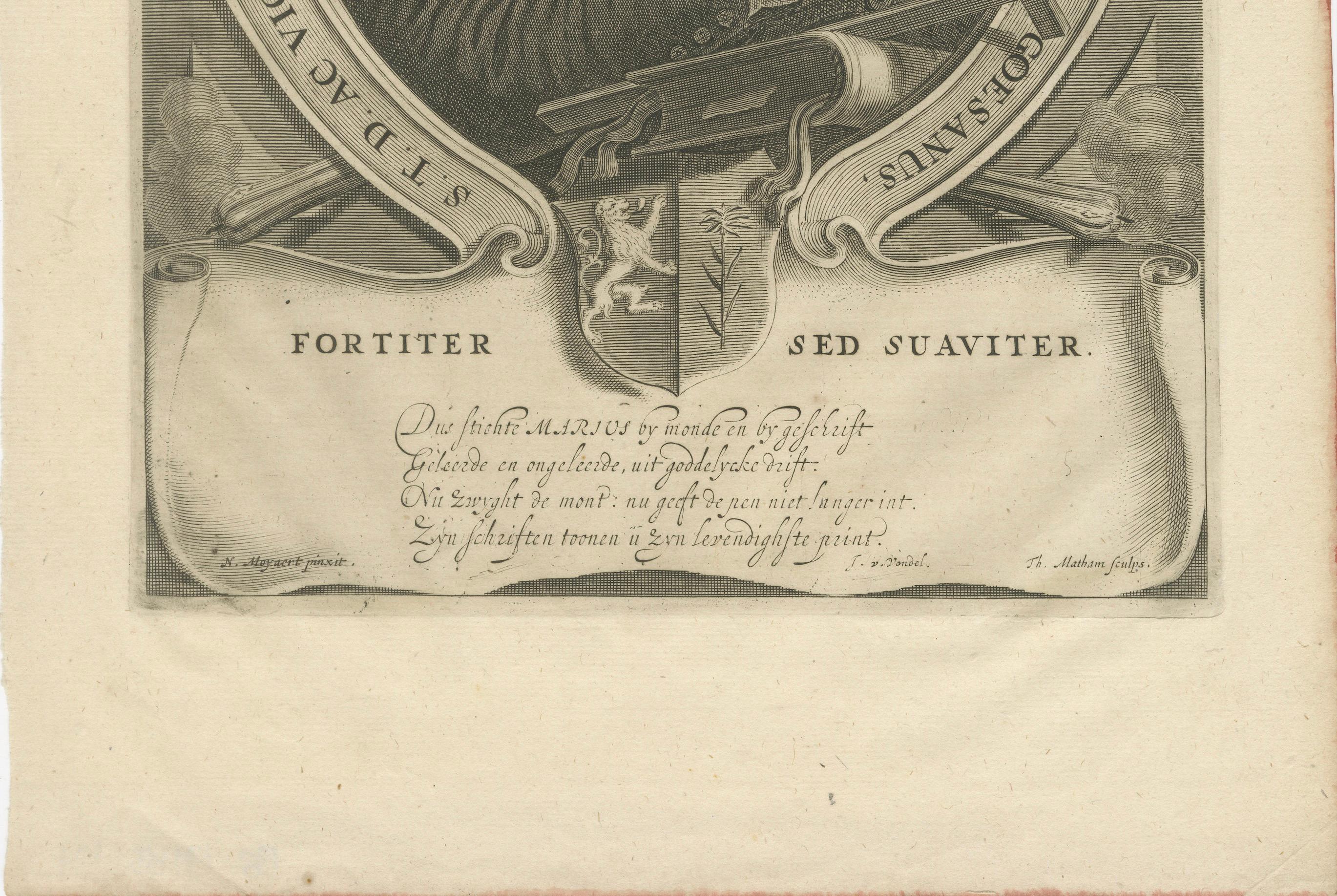 Néerlandais Portrait de théologien néerlandais - Leonardus Marius par Adriaen Matham, vers 1651 en vente