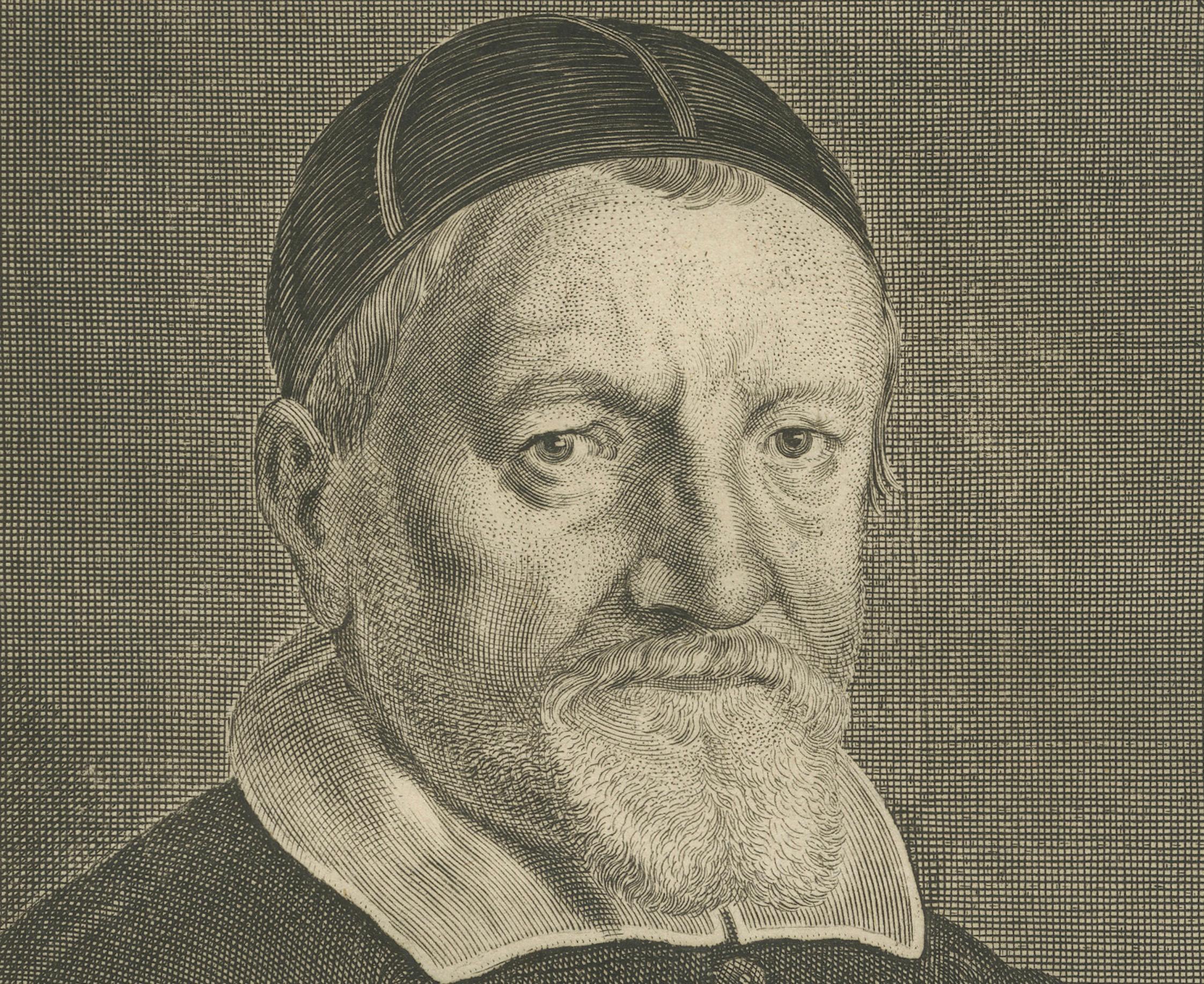 17ème siècle Portrait de théologien néerlandais - Leonardus Marius par Adriaen Matham, vers 1651 en vente