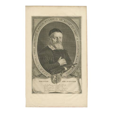 Dutch Theologian Portrait – Leonardus Marius by Adriaen Matham, circa 1651