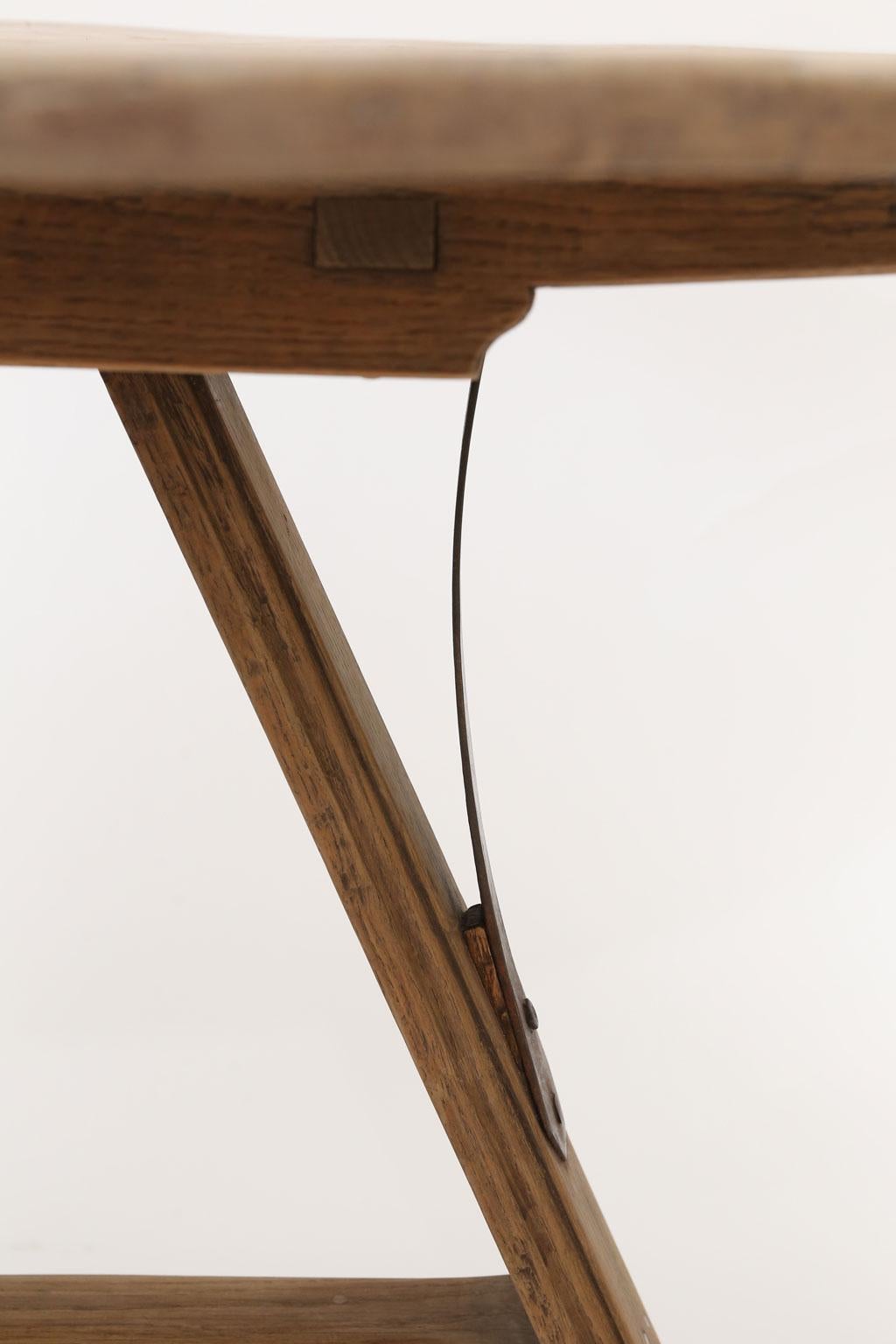 Hand-Carved Dutch Bleached Oak Tilt-Top Table