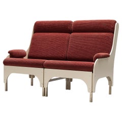 Dutch Two Seat Sofa in Burgundy Red Upholstery
