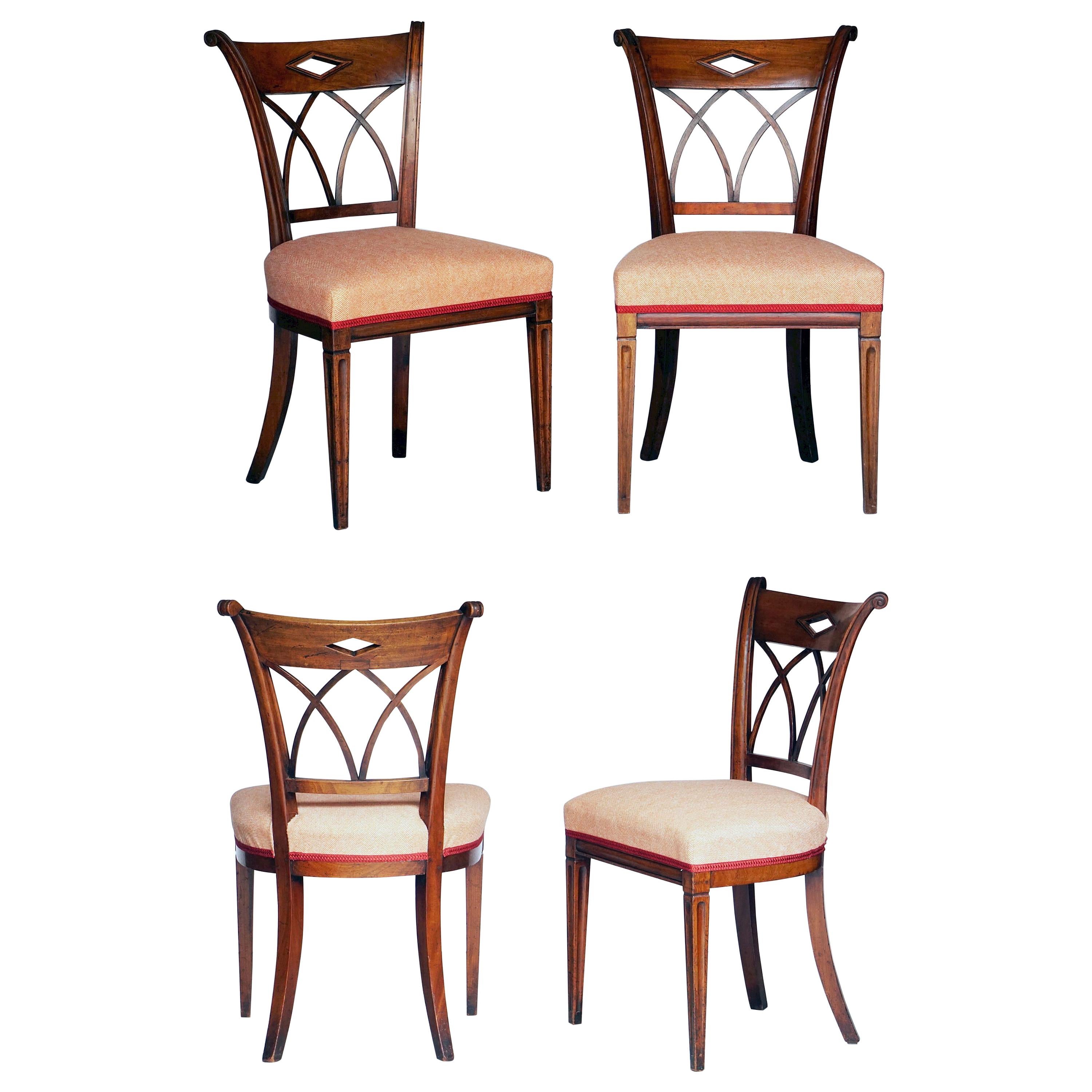 Dutch Upholstered Dining Chairs of Mahogany at 1stDibs