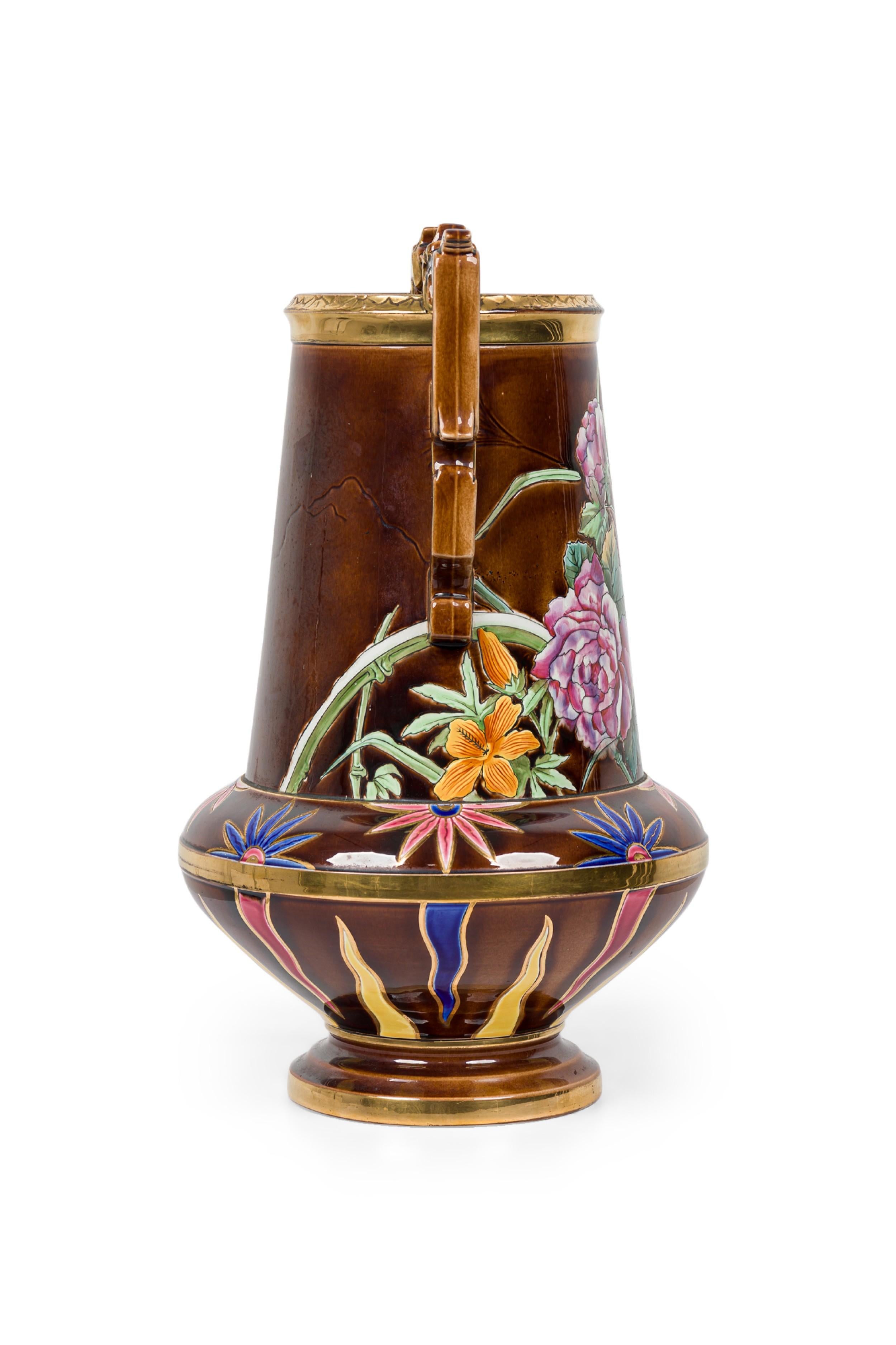 Dutch Victorian Aesthetic Movement Monumental Gilt Painted Ceramic Vessel For Sale 7