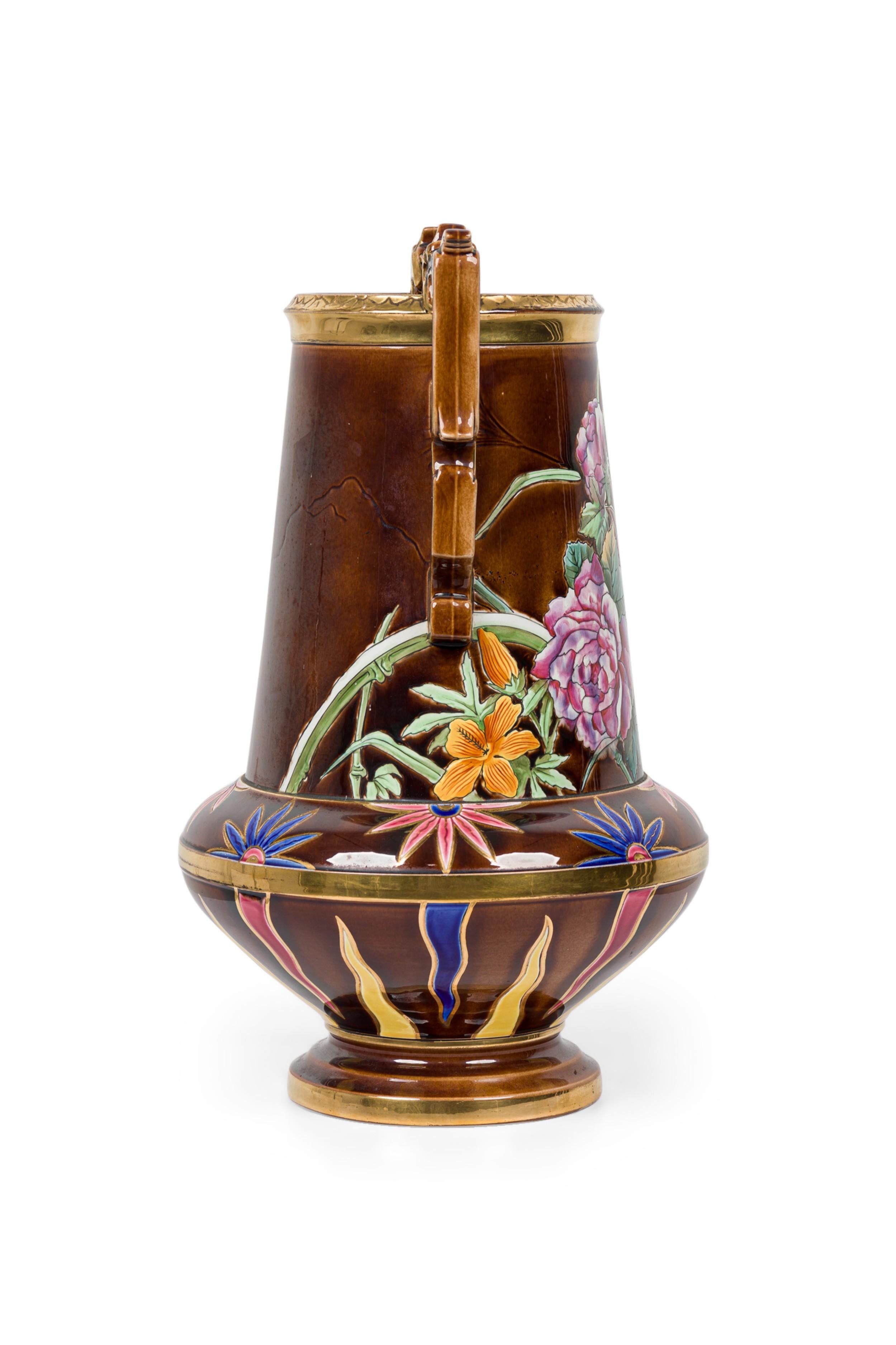 Vaso monumentale in ceramica dorata dipinto in stile vittoriano olandese Aesthetic Movement in vendita 3