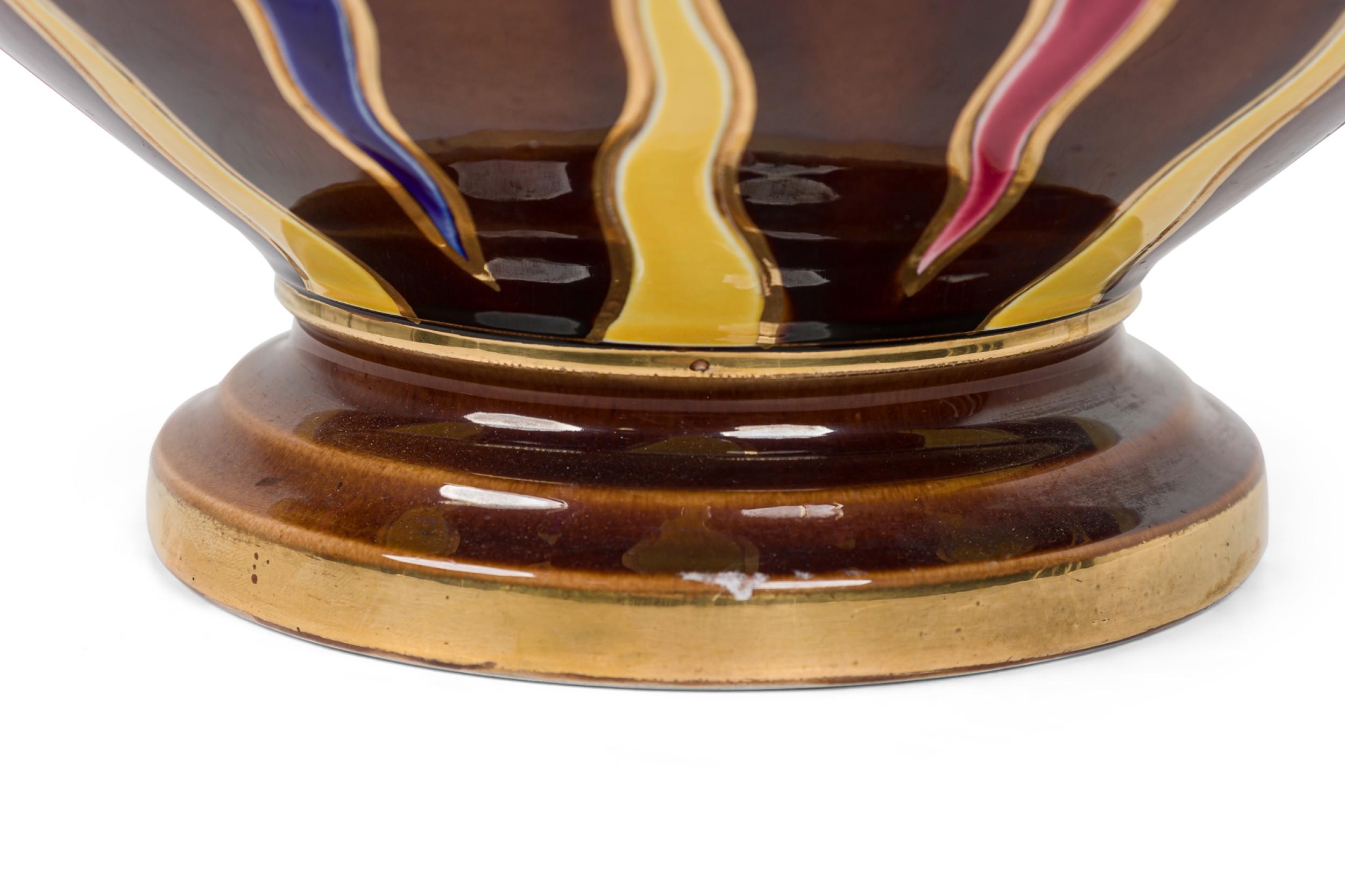 Dutch Victorian Aesthetic Movement Monumental Gilt Painted Ceramic Vessel For Sale 1