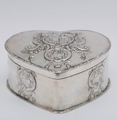 Dutch Victorian Continental Silver '.800' Heart-Form Box with Hinged Lid