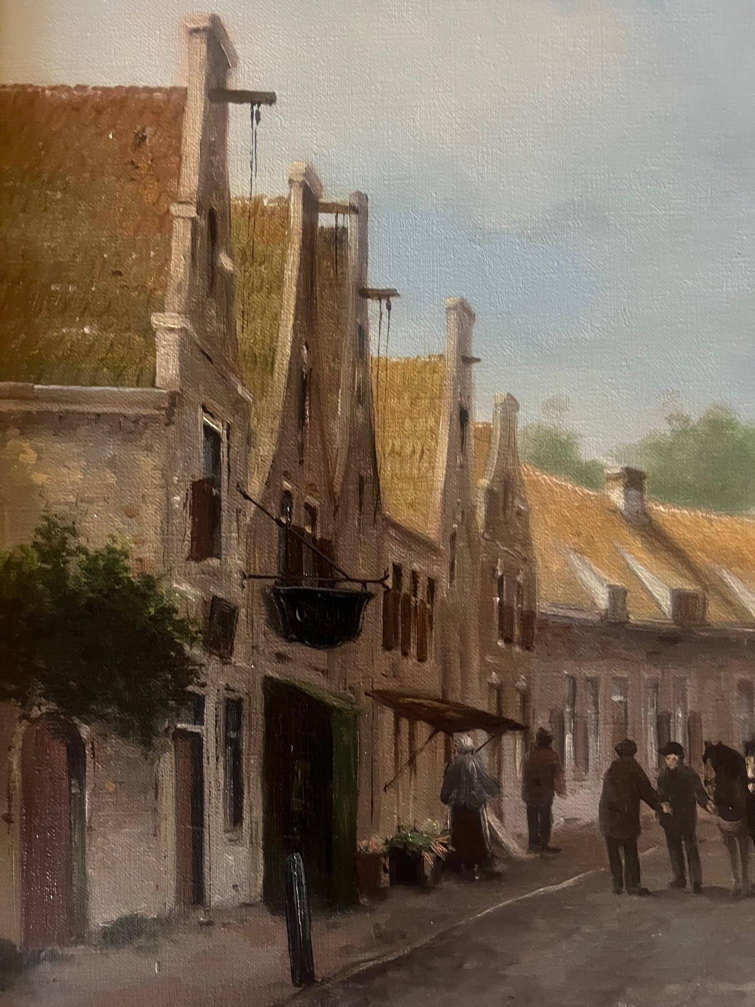 Dutch Village Street Scene by Jan van Rijsewijk For Sale 5