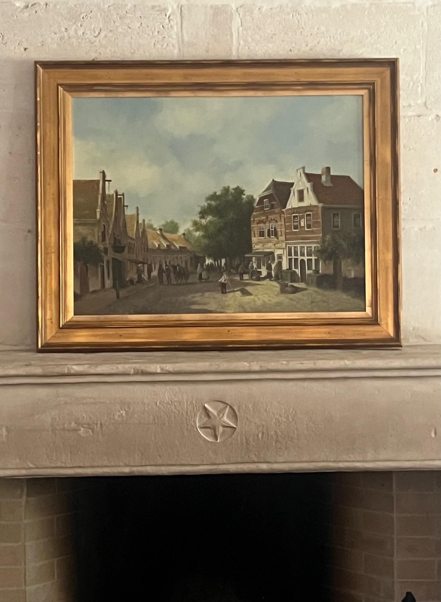 Dutch Colonial Dutch Village Street Scene by Jan van Rijsewijk For Sale