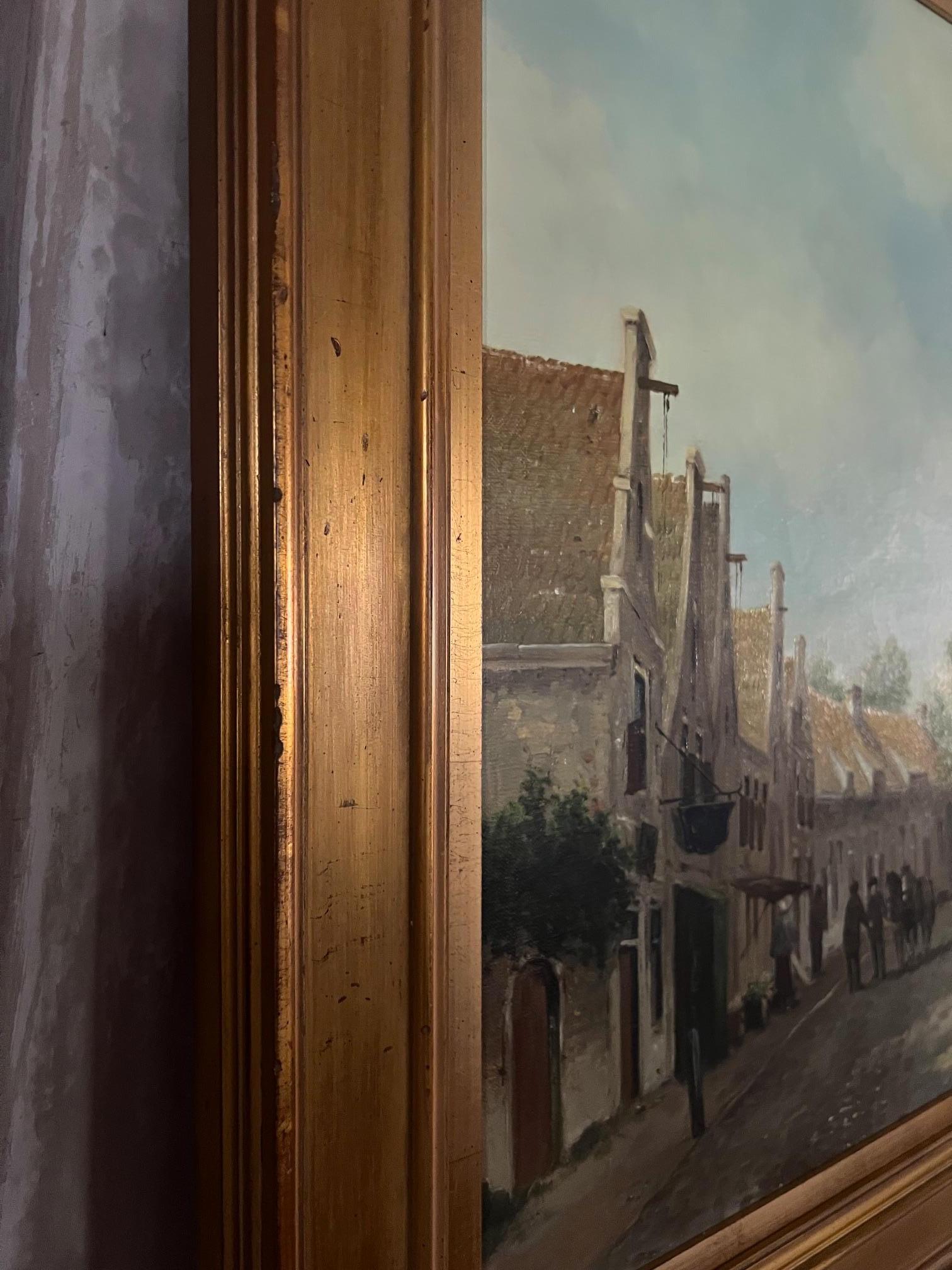 Mid-20th Century Dutch Village Street Scene by Jan van Rijsewijk For Sale