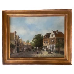 Escena callejera de un pueblo holandés, por Jan van Rijsewijk