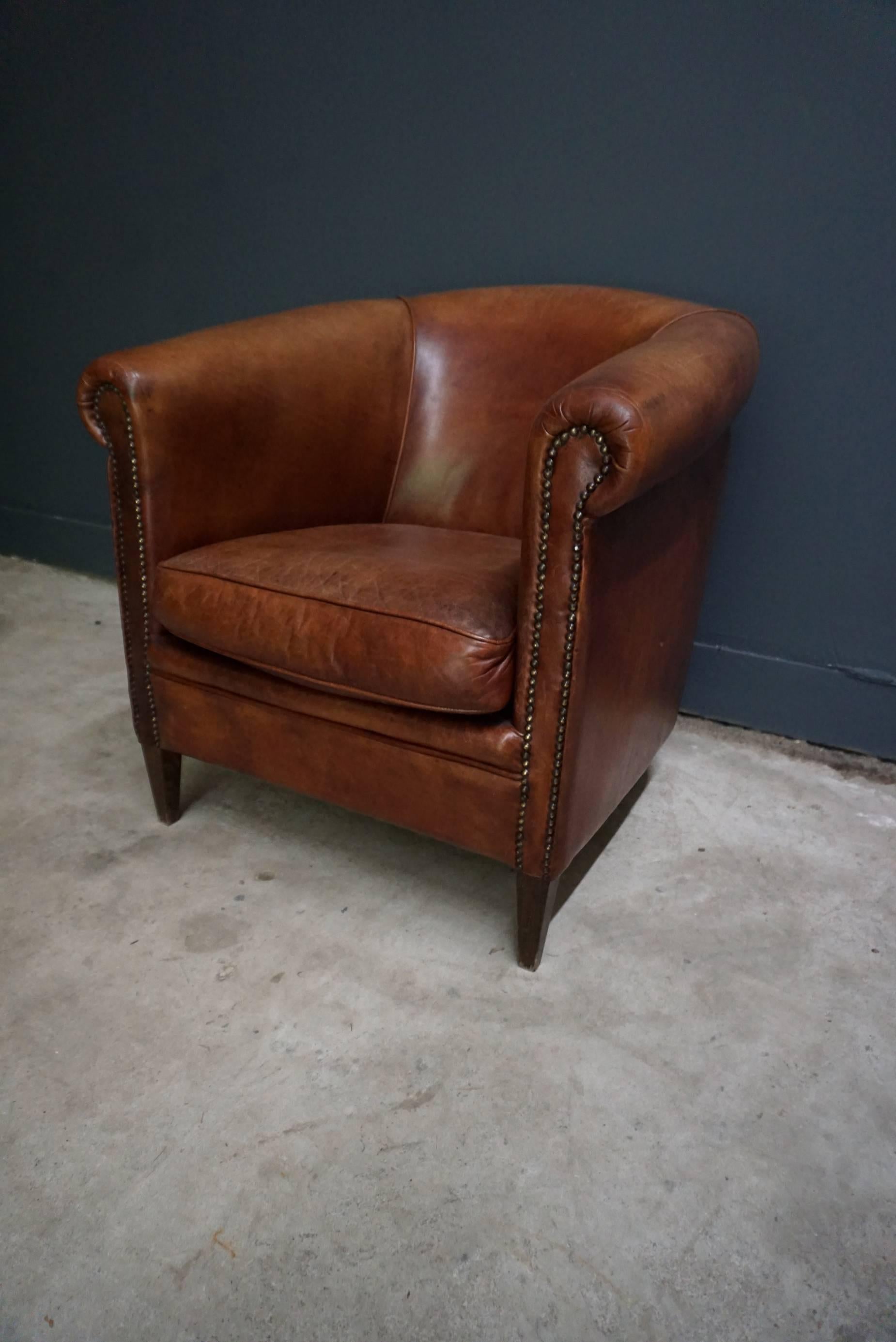 cognac leather club chair