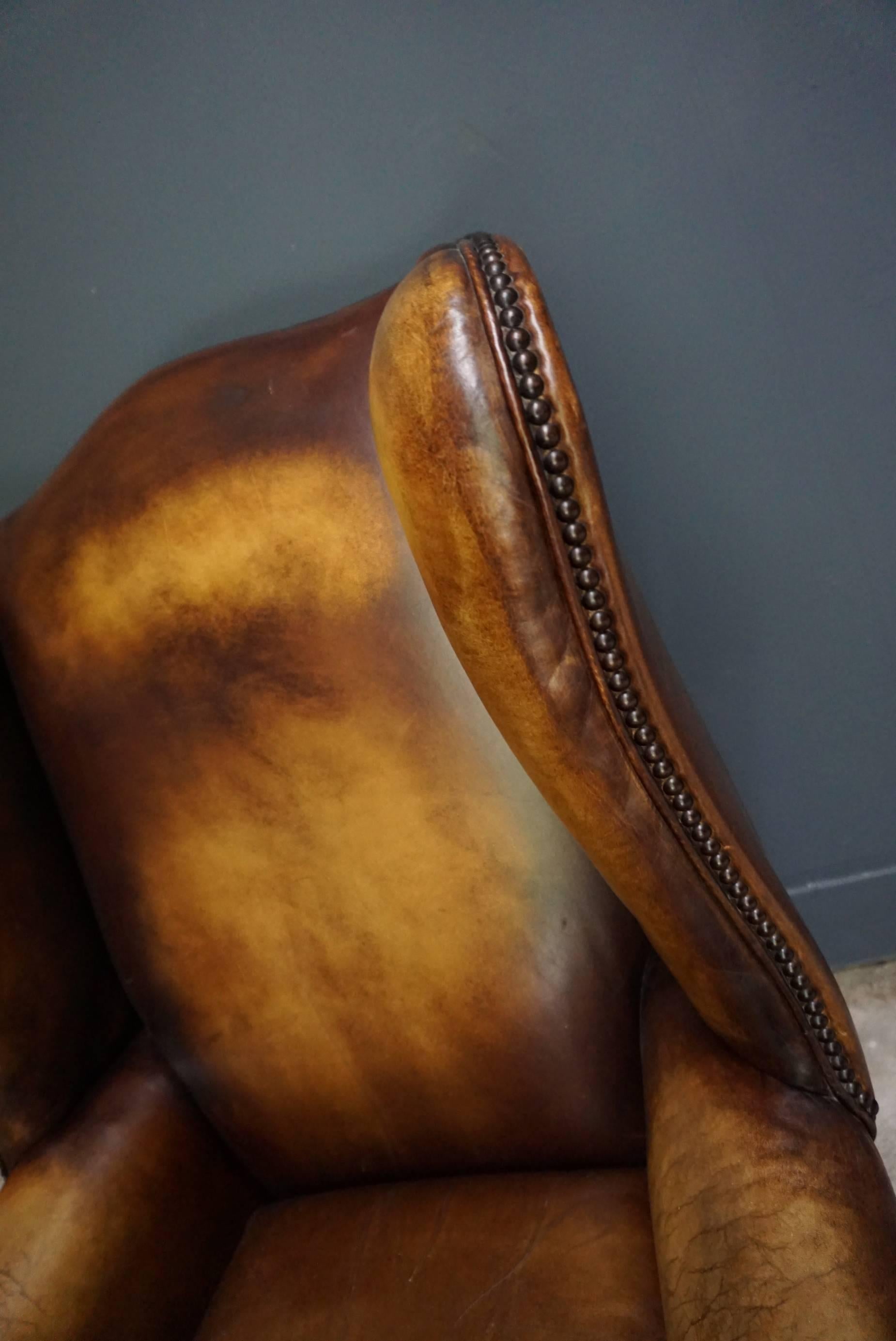 European Dutch Vintage Cognac-Colored Leather Club Chair