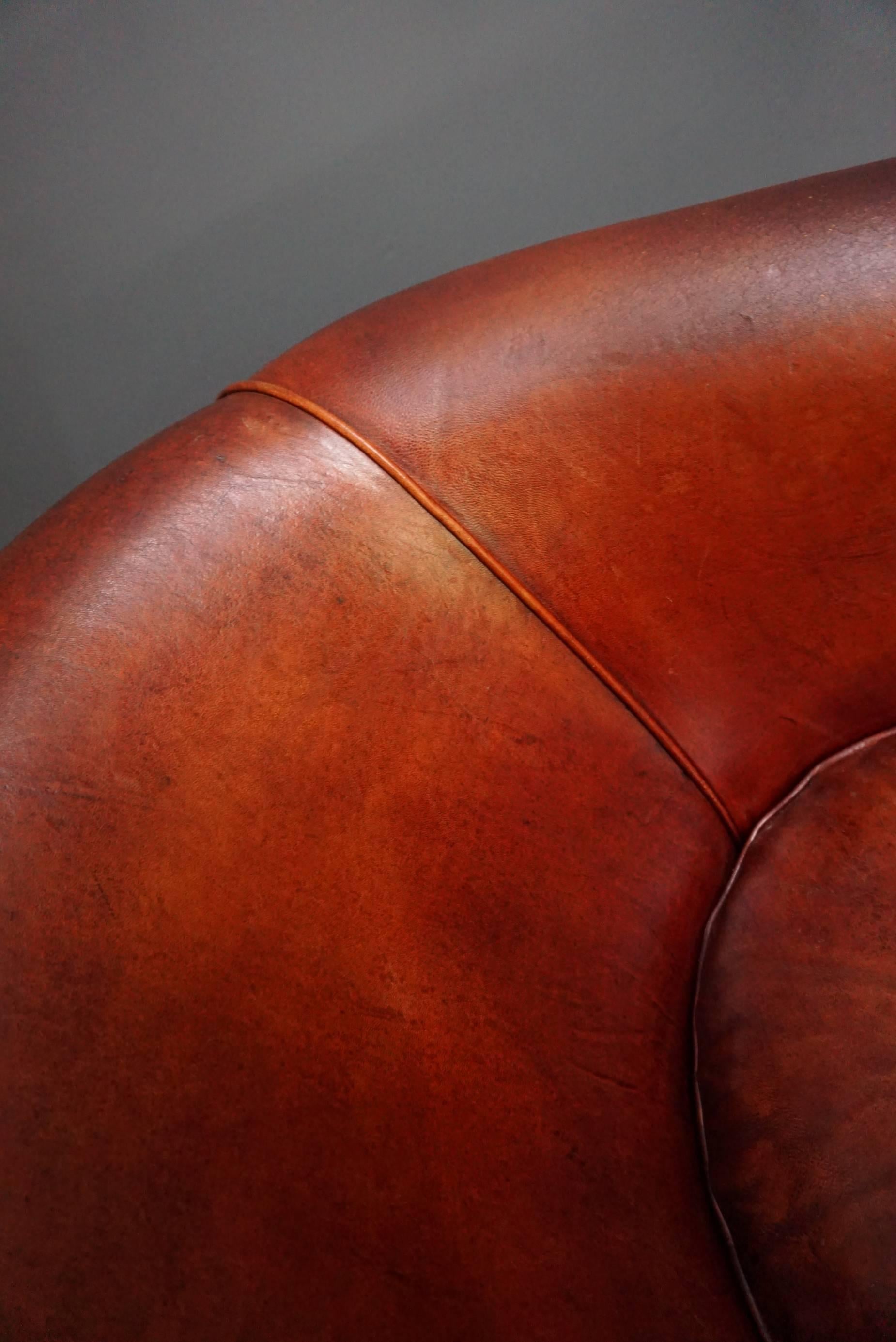 20th Century Dutch Vintage Cognac-Colored Leather Club Chair
