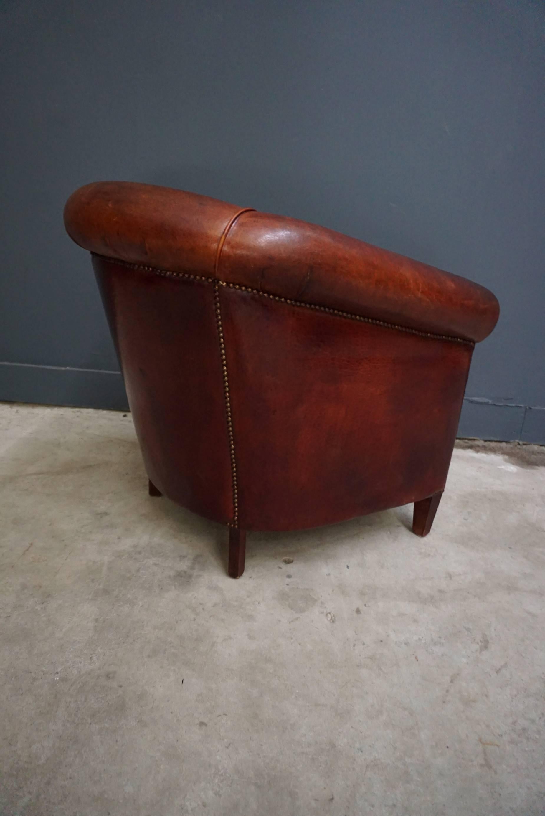 Dutch Vintage Cognac-Colored Leather Club Chair 1
