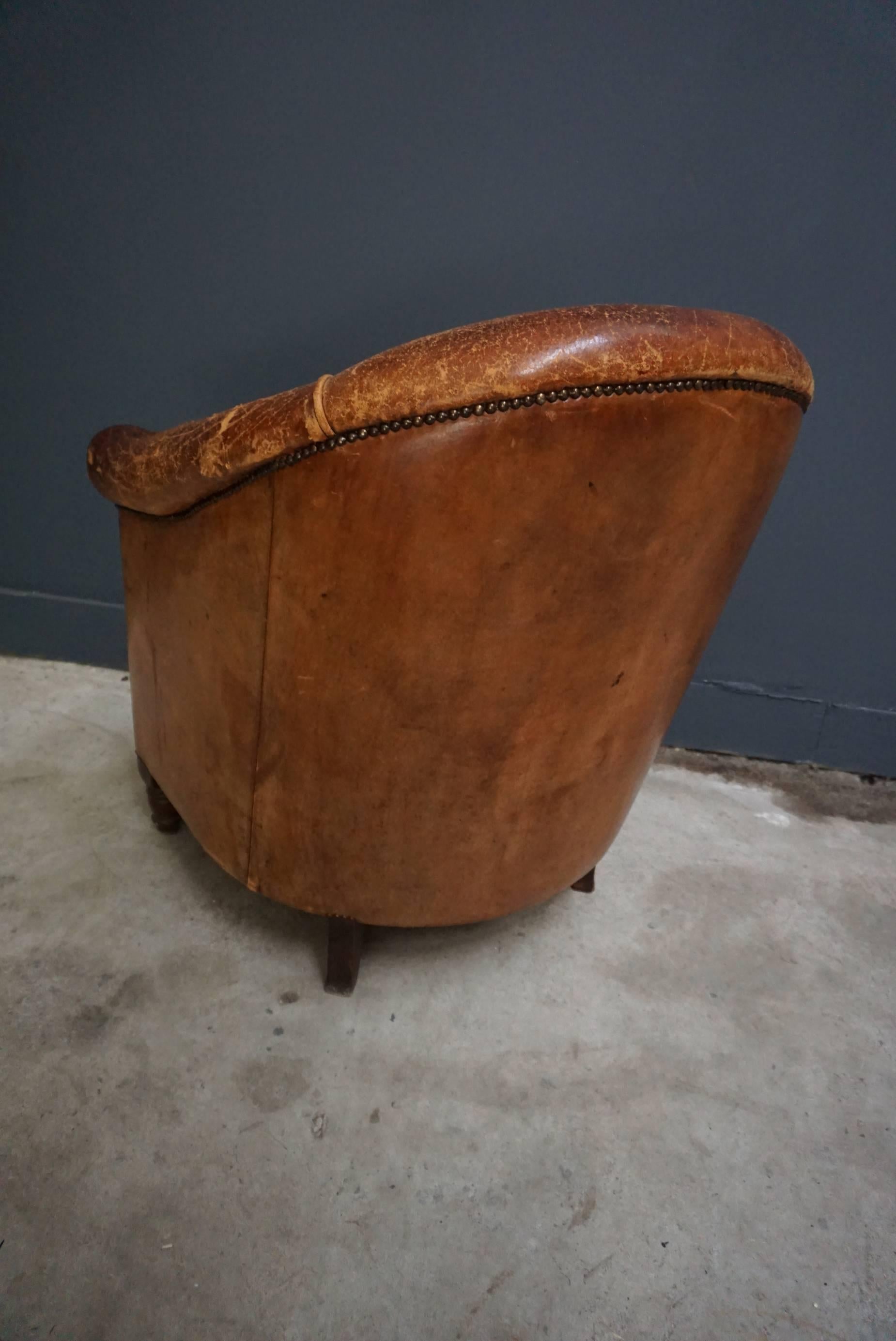 Dutch Vintage Cognac-farbiger Leder-Clubsessel 2