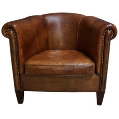 Dutch Vintage Cognac-Colored Leather Club Chair