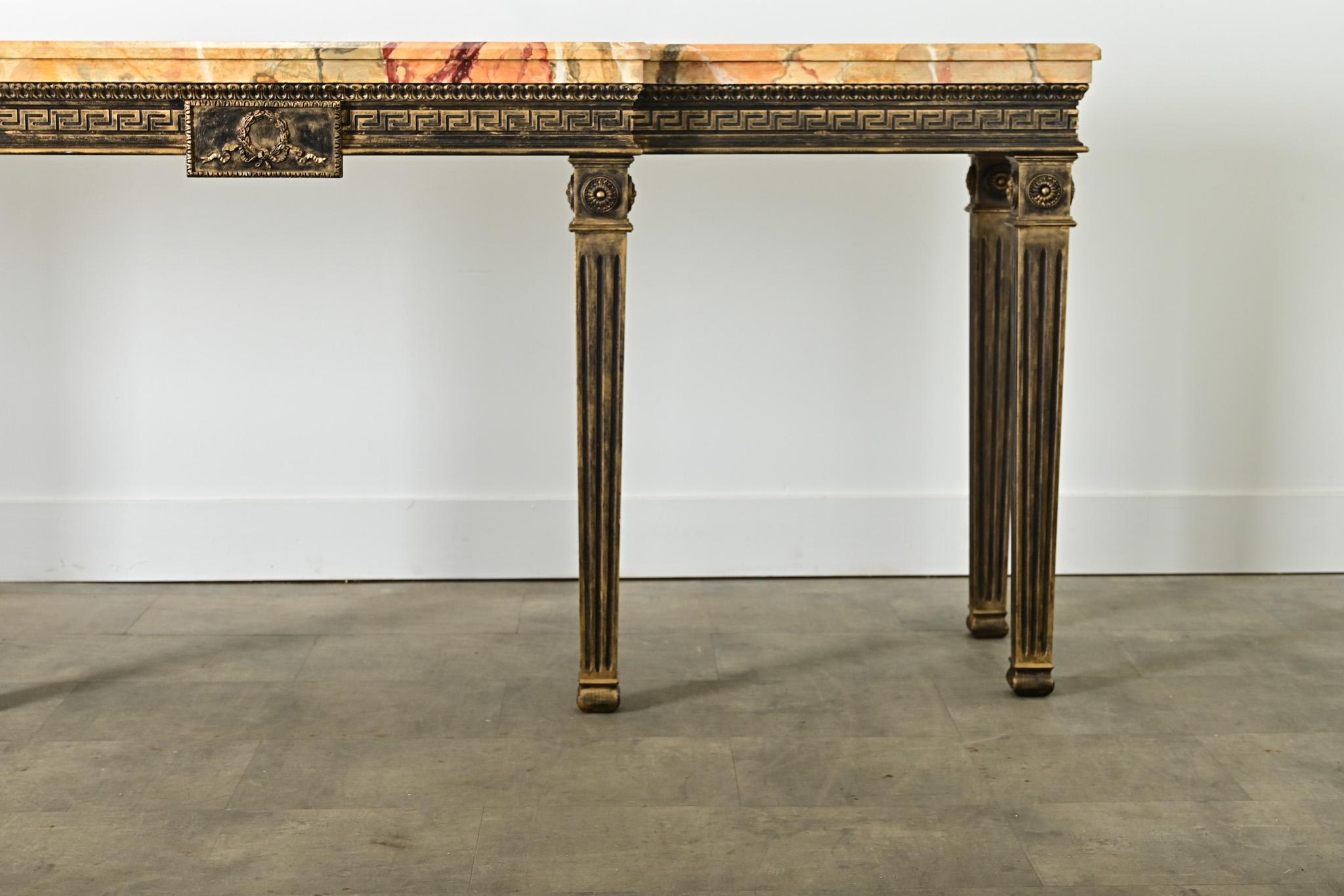 French Dutch Vintage Louis XVI Faux Marble Console For Sale