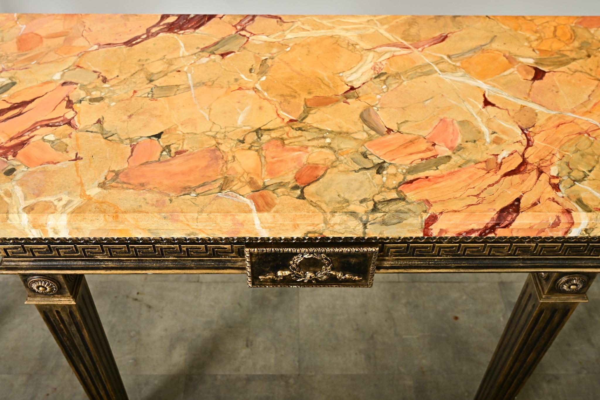 Contemporary Dutch Vintage Louis XVI Faux Marble Console For Sale