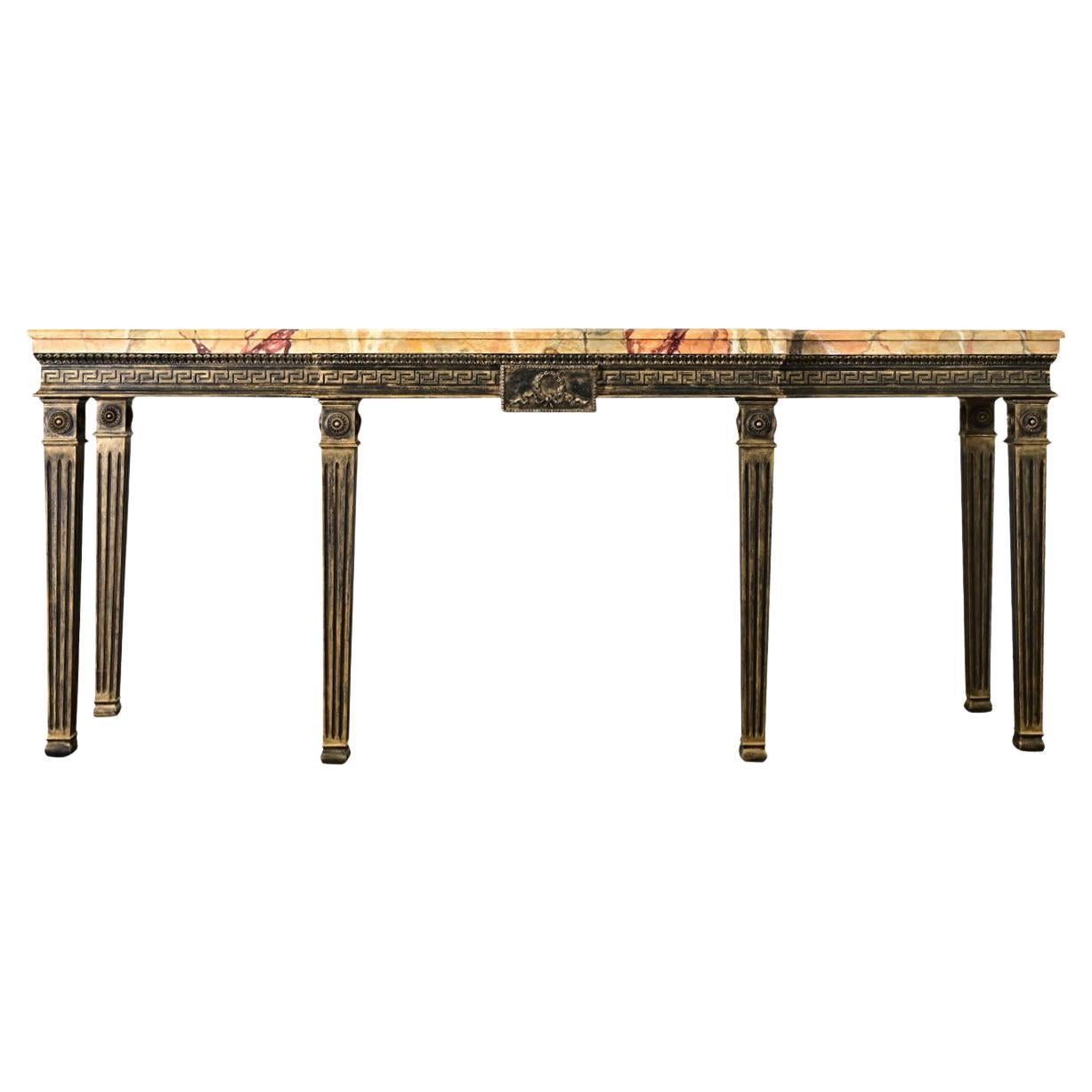 Dutch Vintage Louis XVI Faux Marble Console