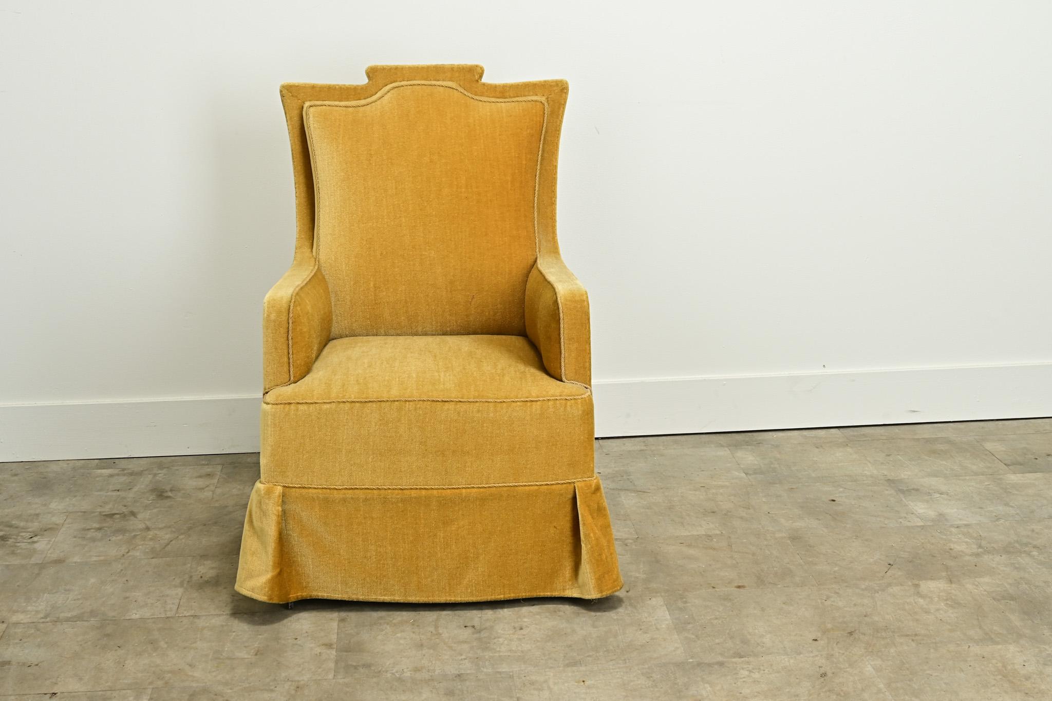 Other Dutch Vintage Mustard Mohair Armchair For Sale