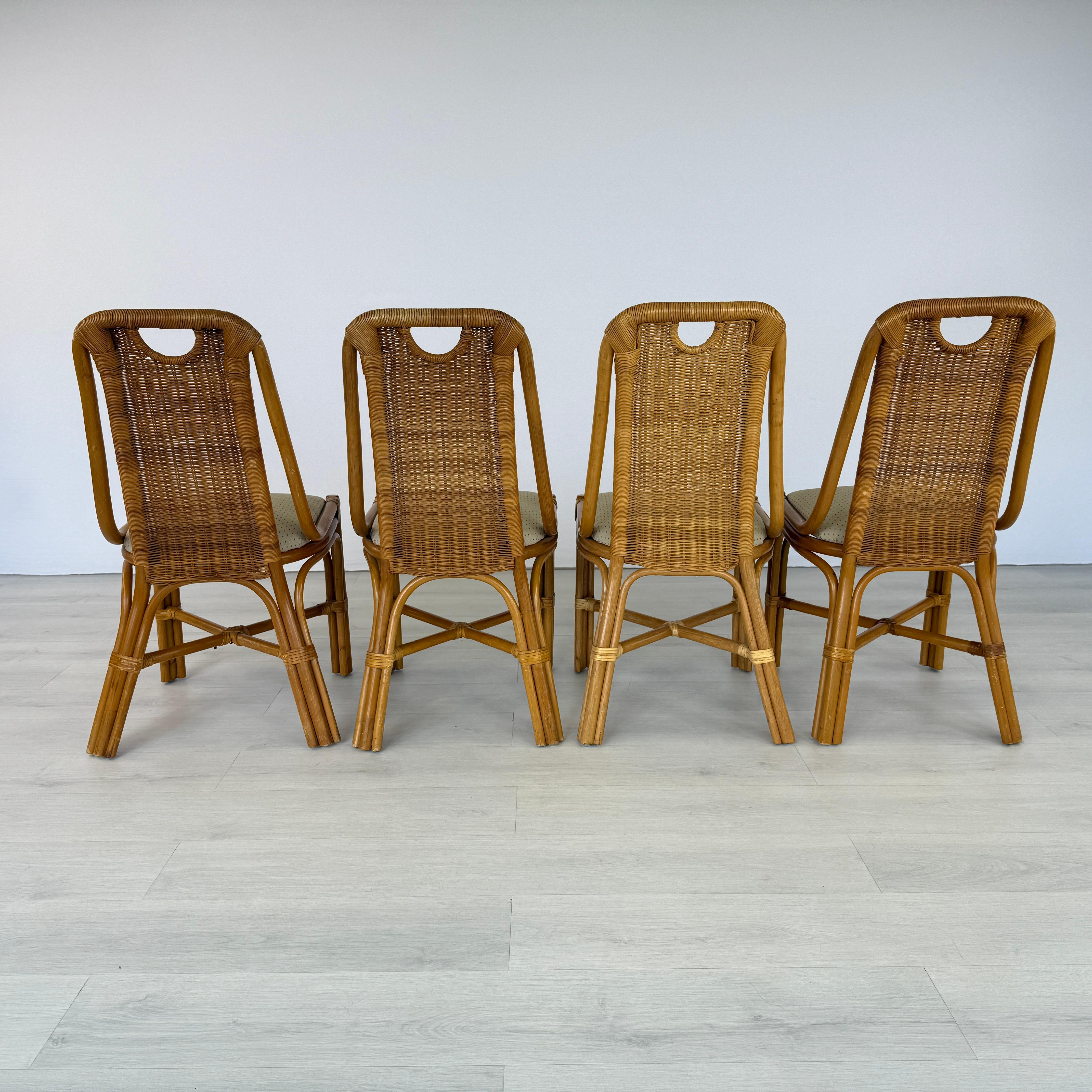 Néerlandais Chaises de salle à manger en osier Vintage By - Lot de 4 en vente