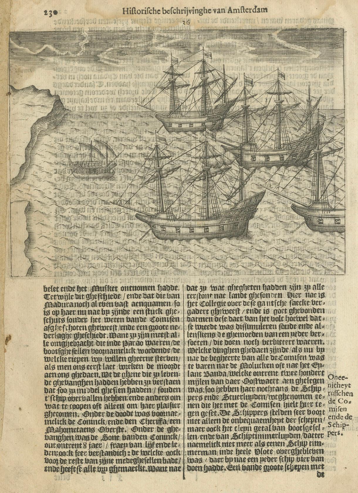 Flota holandesa frente a la costa de Madagascar, de la Rerum et urbis Amstelodamensium historia de Pontanus, 1611

Este elegante grabado de principios del siglo XVII muestra una flota holandesa navegando frente a la escarpada costa de Madagascar