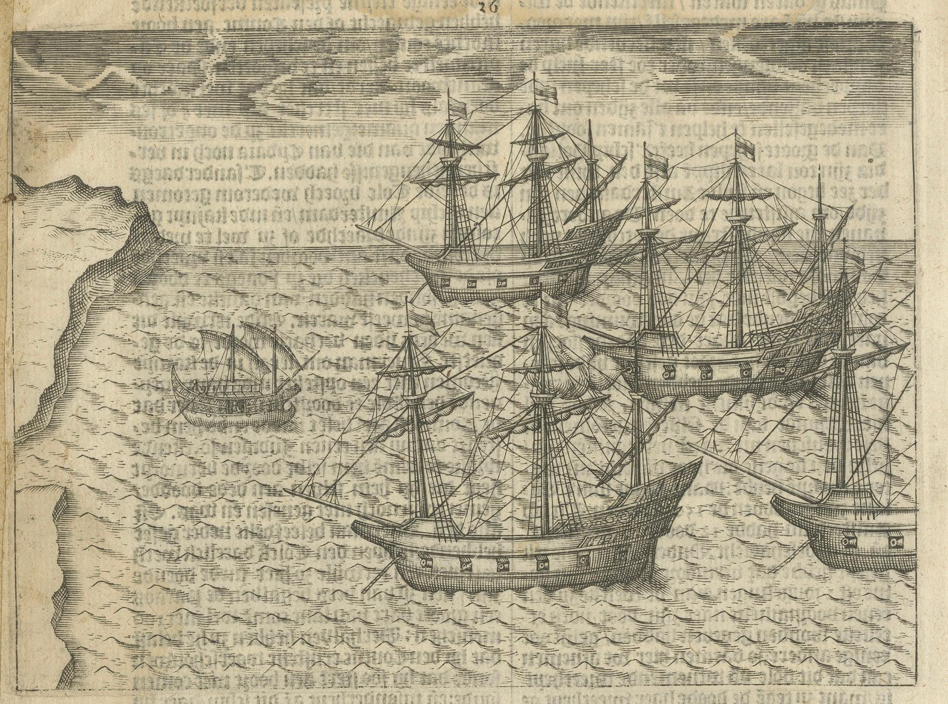 Viajes holandeses a Madagascar - Escena de la primera exploración, Pontanus 1611 Holandés en venta