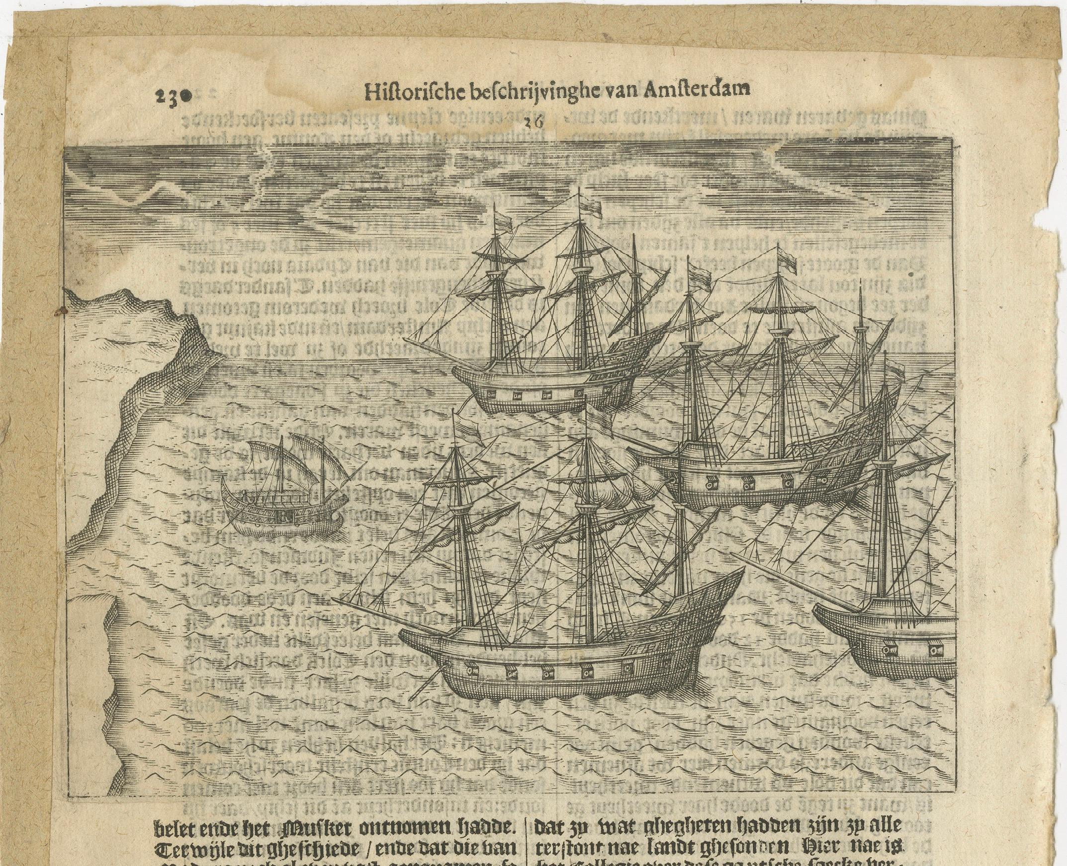 Viajes holandeses a Madagascar - Escena de la primera exploración, Pontanus 1611 siglo XVII en venta