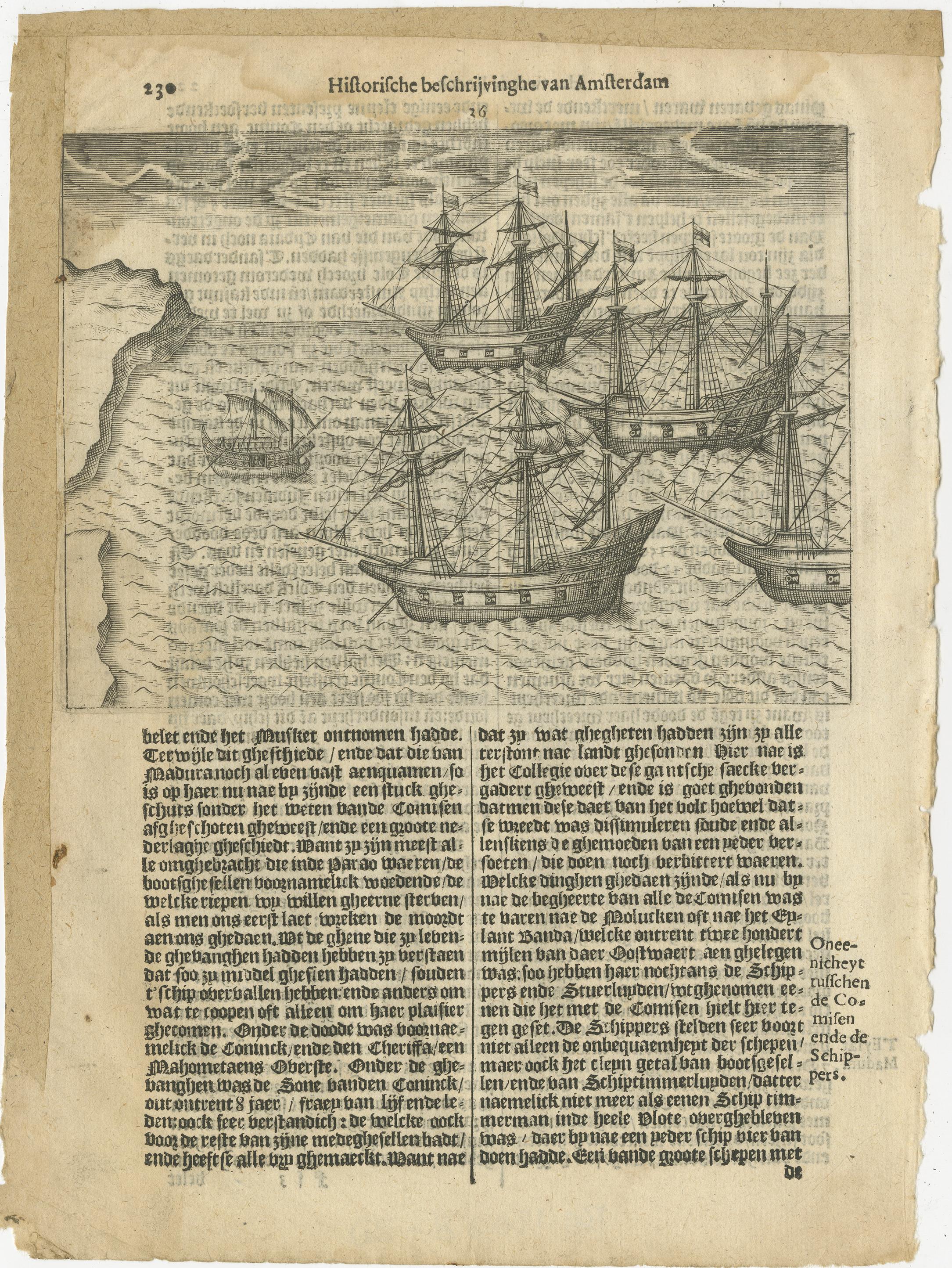 Viajes holandeses a Madagascar - Escena de la primera exploración, Pontanus 1611 Papel en venta