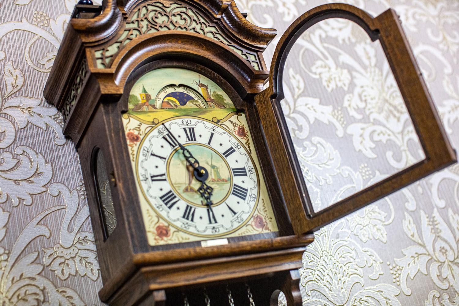 Dutch Wall Clock Stylized as Staart From the Early 20th Century in Oak Case 1
