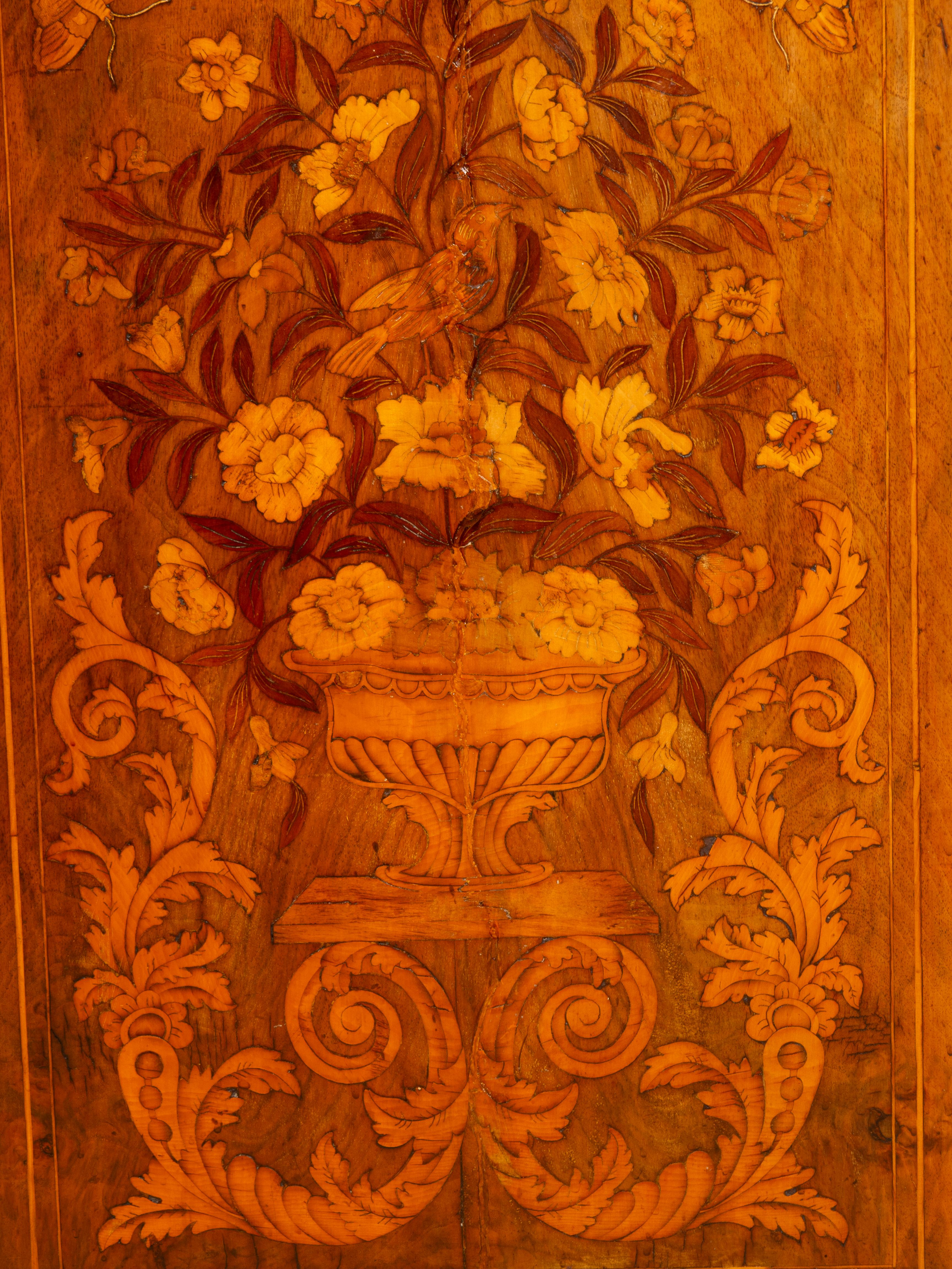 Dutch Walnut and Marquetry Bombe Chest Of Drawers 13