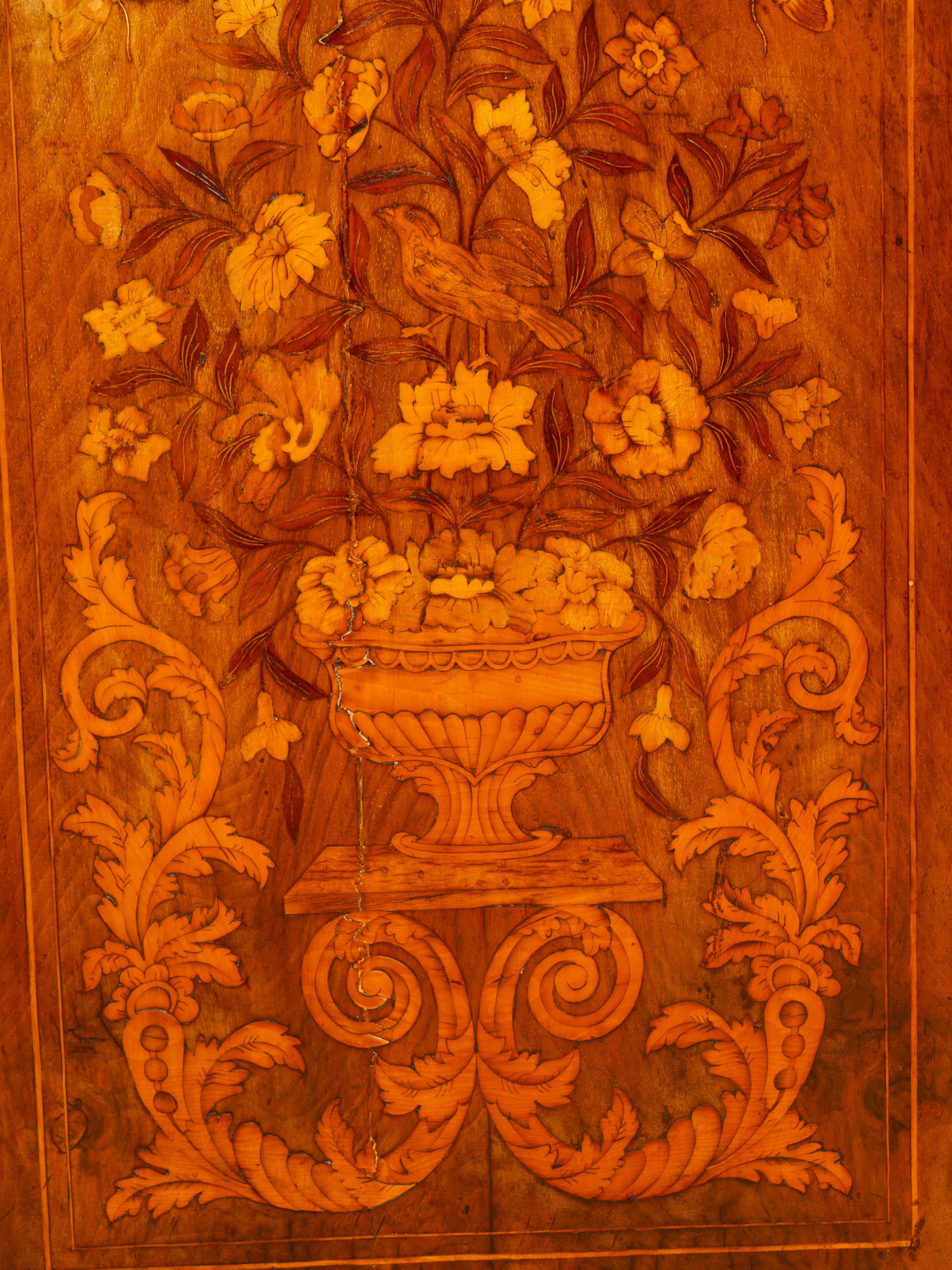 Dutch Walnut and Marquetry Bombe Chest Of Drawers 14