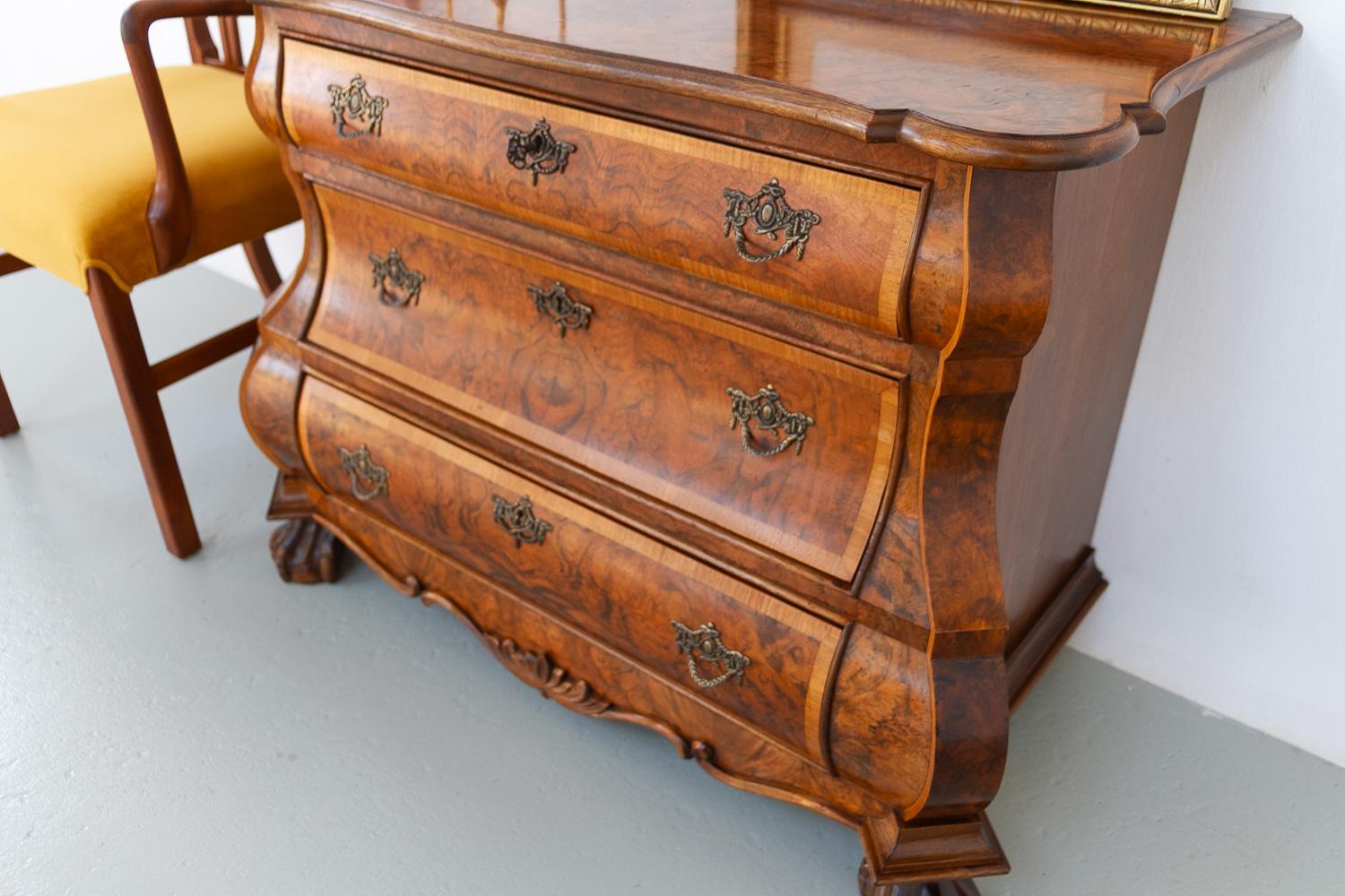 Dutch Walnut Bombe Commode, 1910s. 14