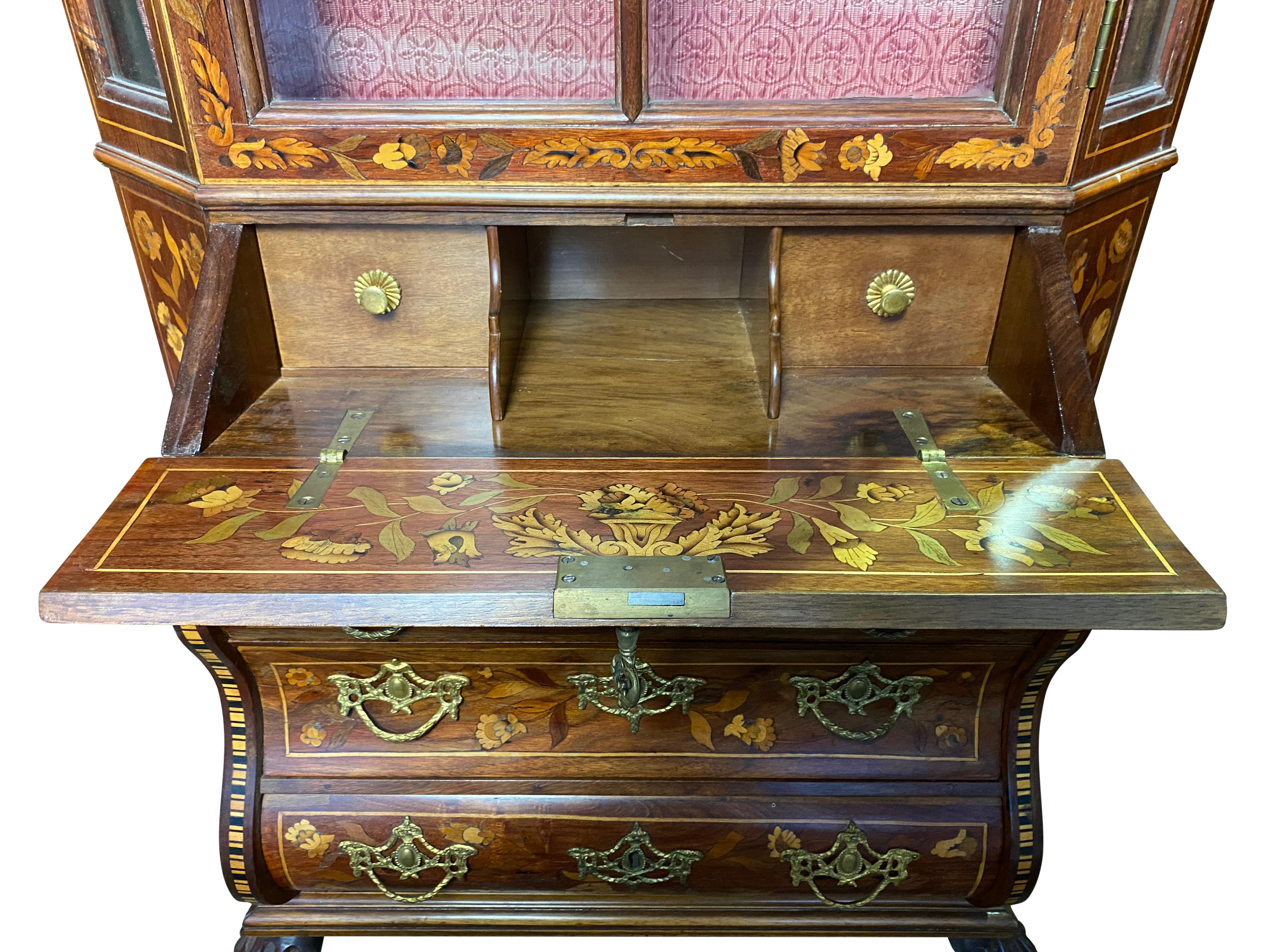 Dutch Walnut Miniature Secretaire Bookcase, 18th Century For Sale 4