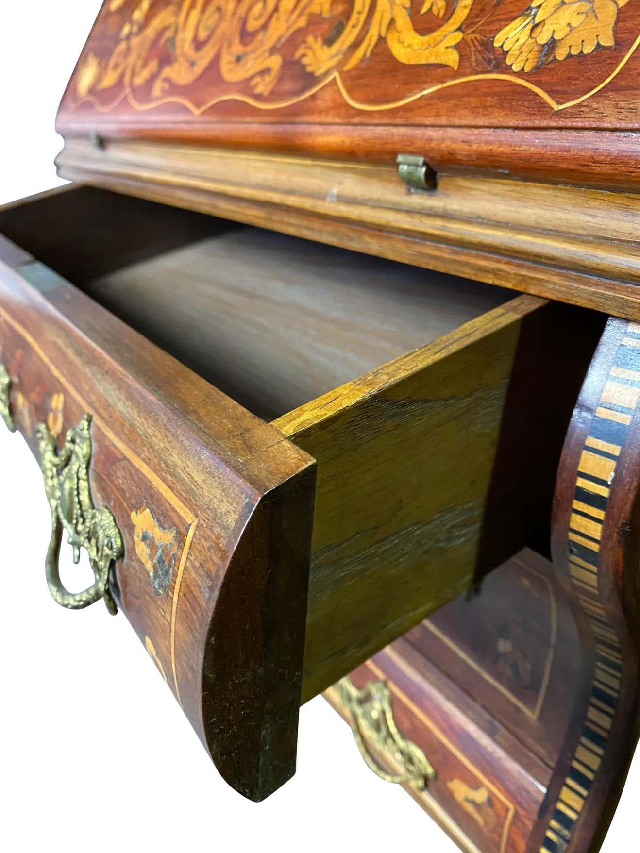 19th Century Dutch Walnut Miniature Secretaire Bookcase, 18th Century For Sale