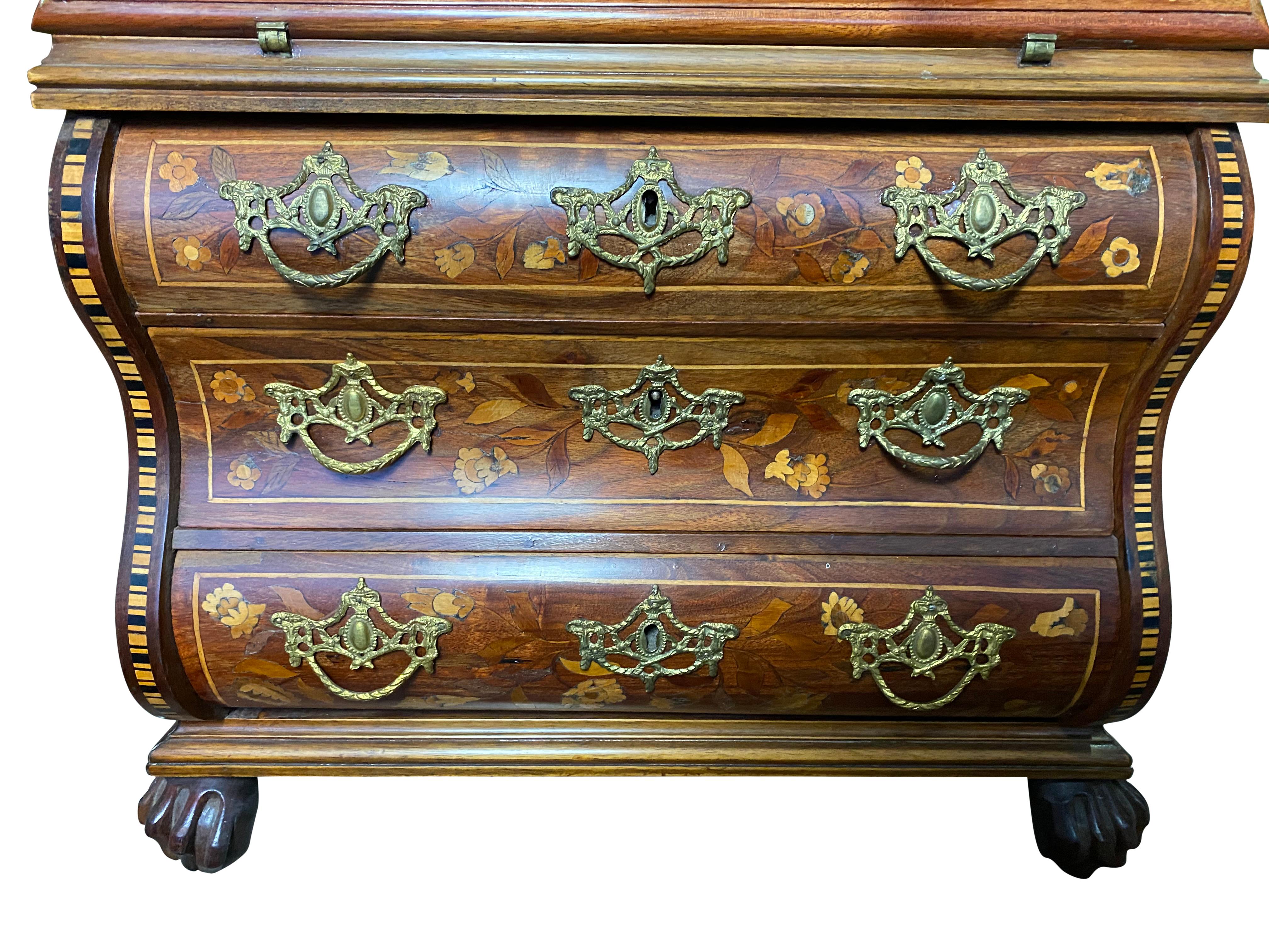 18th Century and Earlier Dutch Walnut Miniature Secretaire Bookcase, 18th Century For Sale