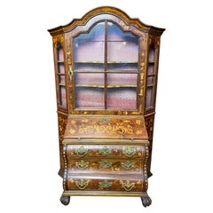 Libreria secretaire in miniatura in noce olandese, XVIII secolo