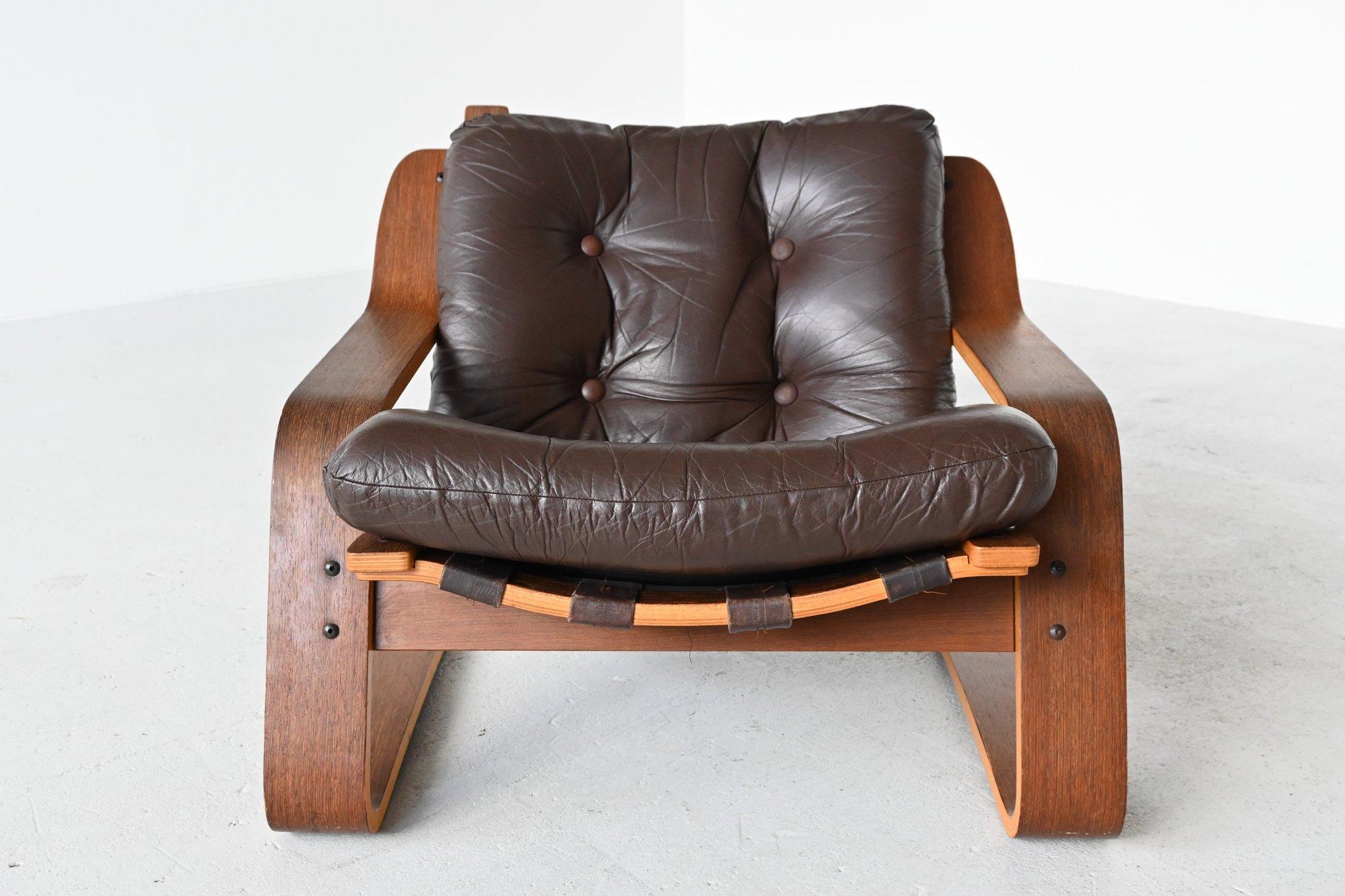 Dutch Wenge Plywood Lounge Chair, the Netherlands, 1960 In Good Condition In Etten-Leur, NL