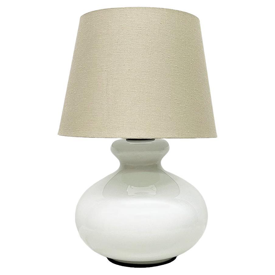 Dutch white glass table lamp by Dijkstra, 1970s For Sale