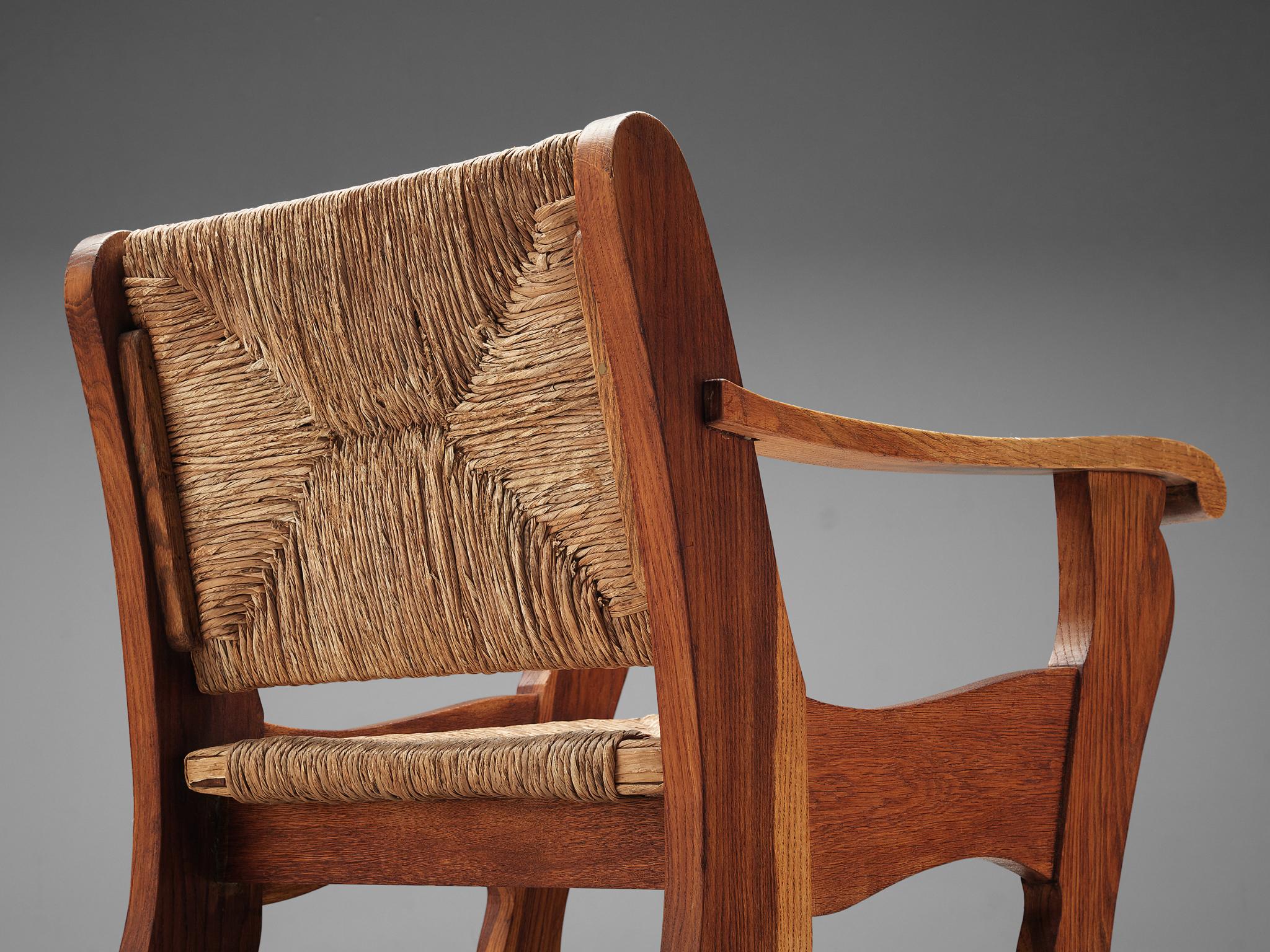 Dutch Wicker Armchair in Cane and Oak 2