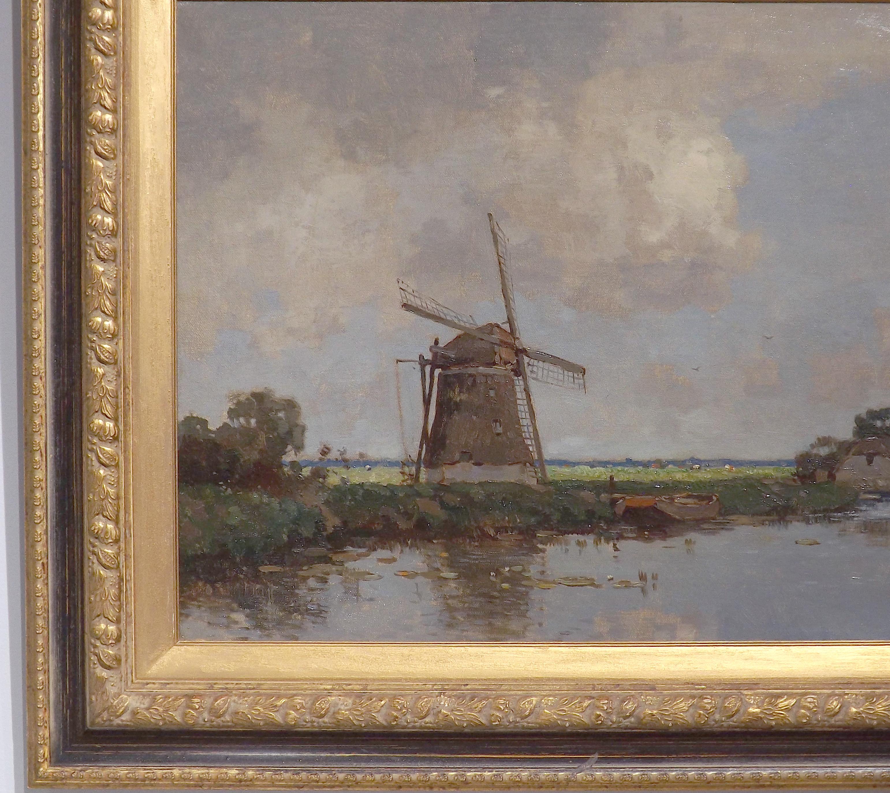 Dutch Windmill Near a Farm, Painting by Jan Knikker, Sr For Sale 1