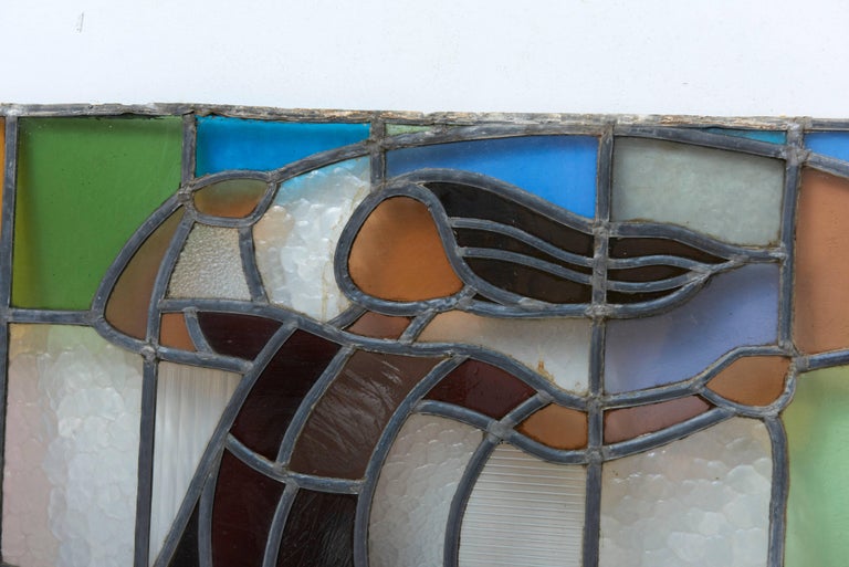 Dutch Window in Stained Glass with Jump Rope Playing Girl, 1920s For Sale at 1stDibs