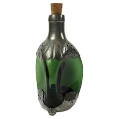 Dutch Wine Carafe Pewter emerald green Glass Gero Art Deco George Nilsson 1930